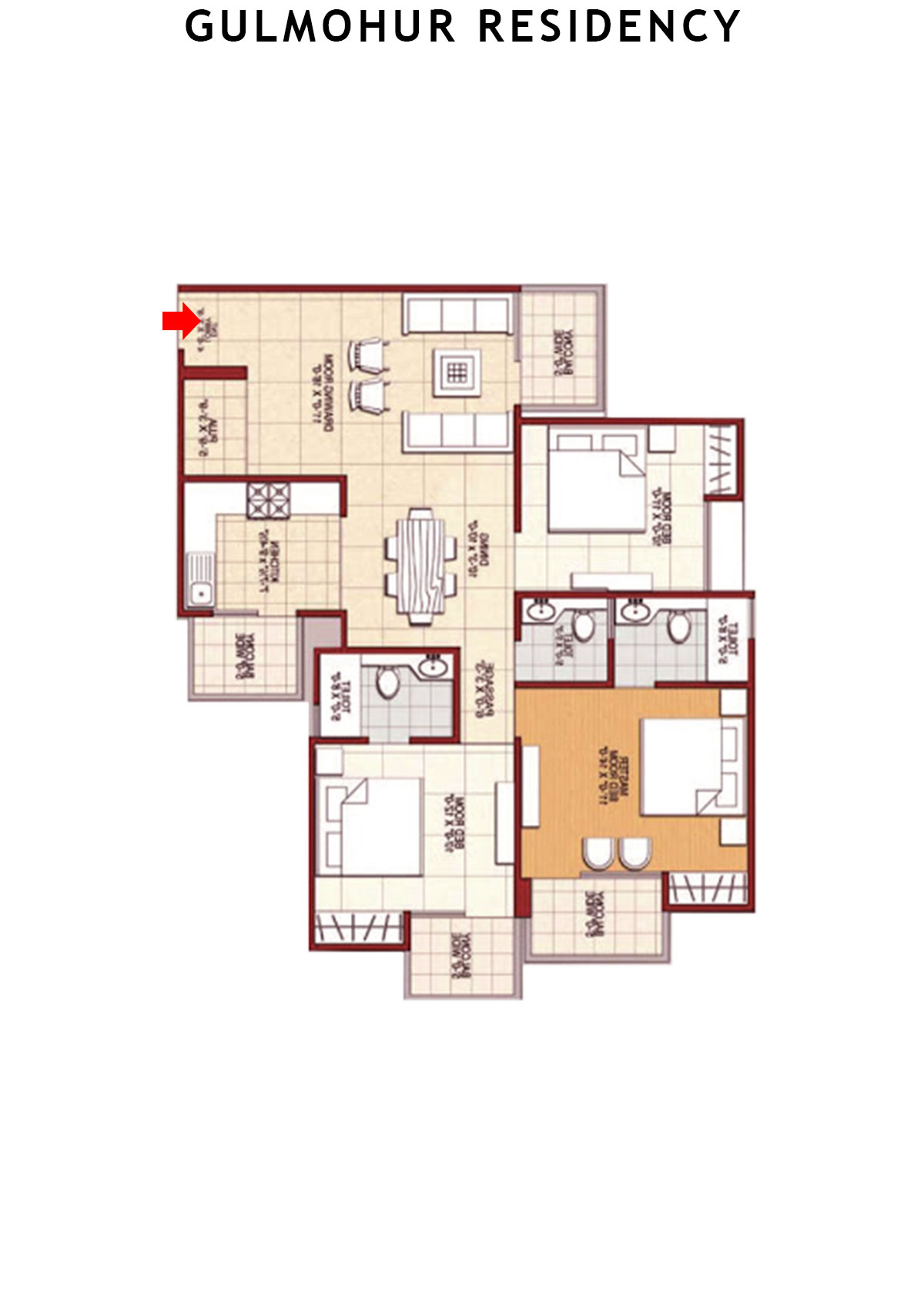Gulmohur Residency Orange  Unit 5 Floor Plan