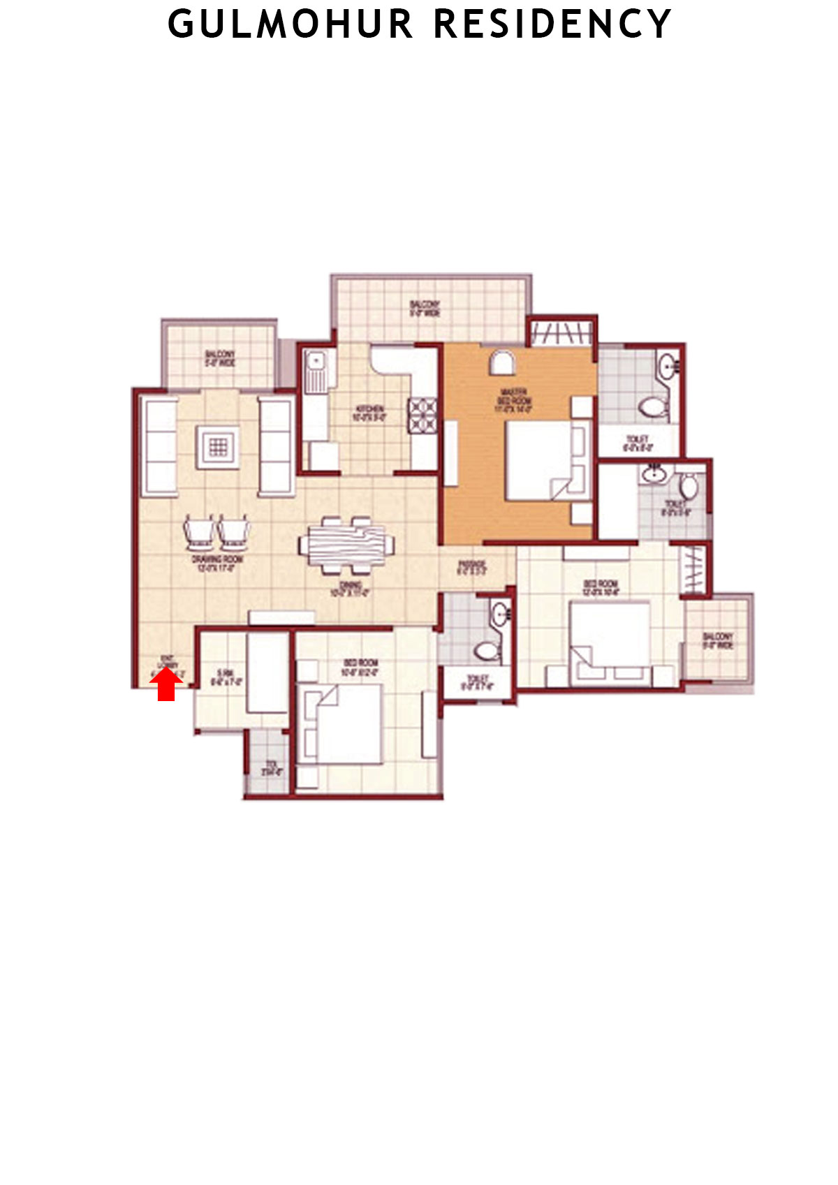Gulmohur Residency Orange  Unit 6 Floor Plan