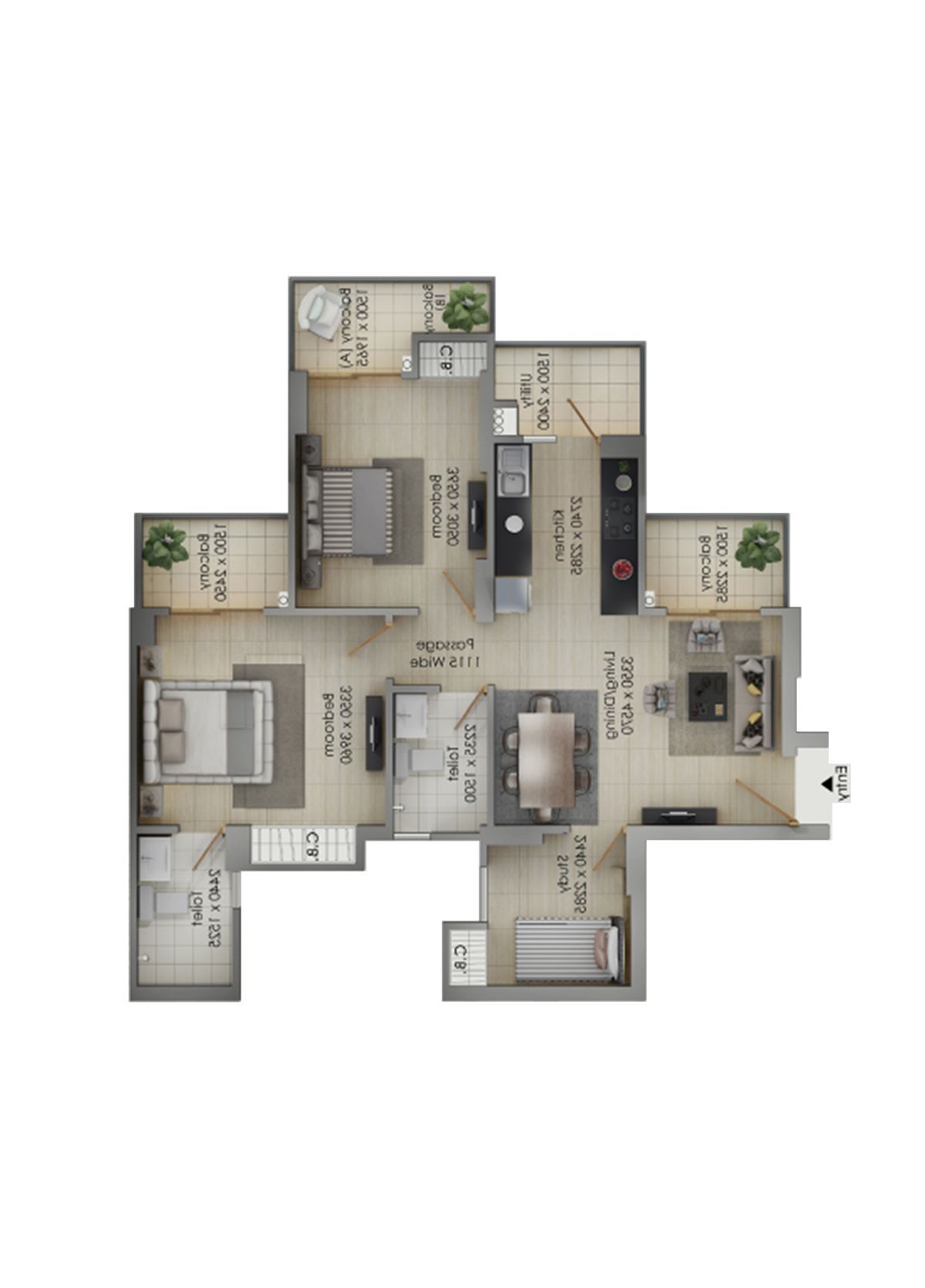Gulshan Botnia Tower C Unit 2, Type B Floor Plan