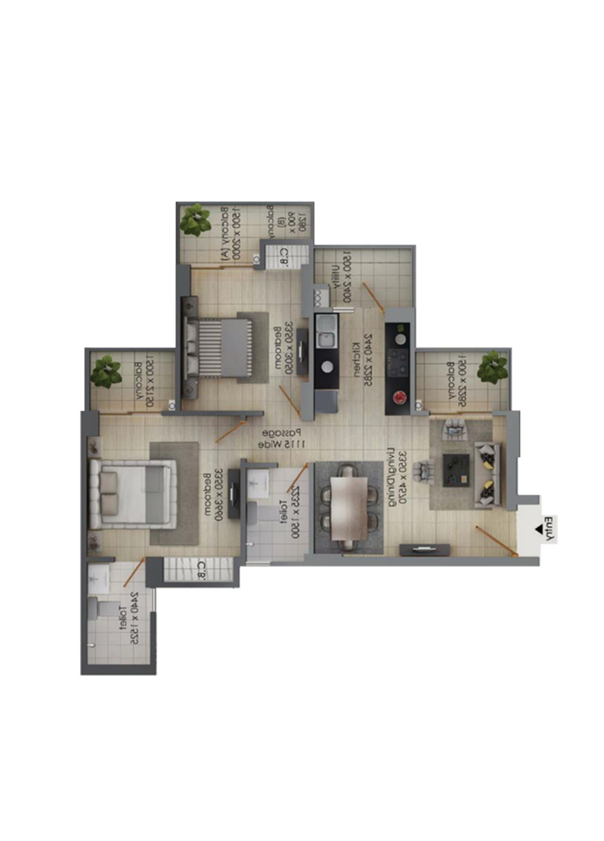 Gulshan Botnia Tower D Unit 2, Type A Floor Plan