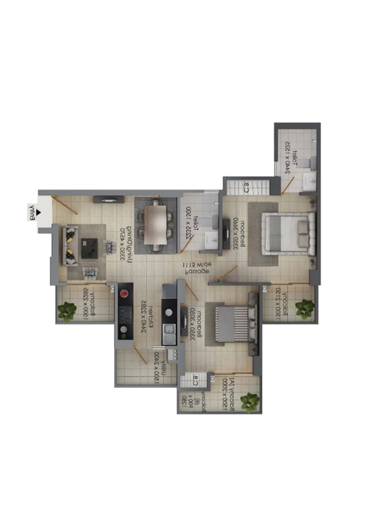 Gulshan Botnia Tower D Unit 4, Type A Floor Plan