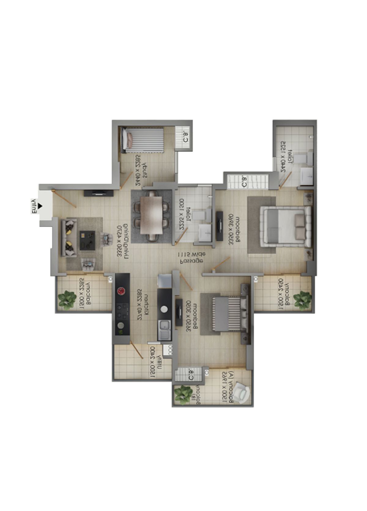 Gulshan Botnia Tower K Unit 4, Type B Floor Plan