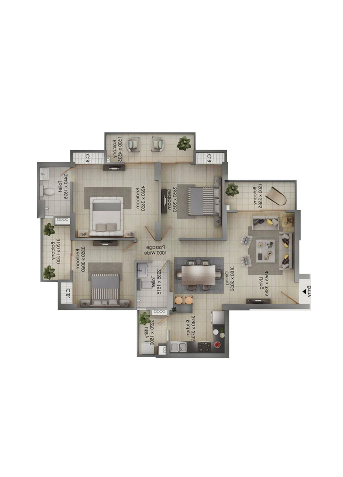 Gulshan Botnia Tower A Unit 2, Type E Floor Plan