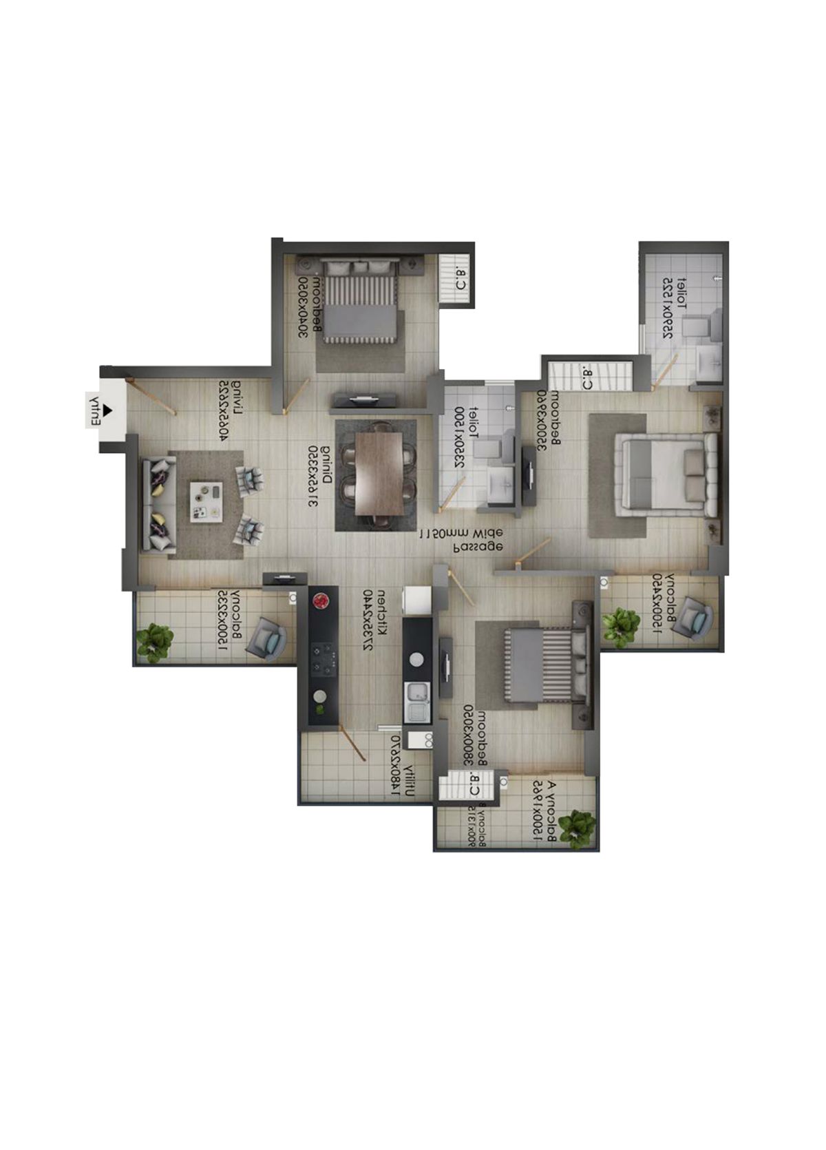 Gulshan Botnia Tower A Unit 4, Type C Floor Plan