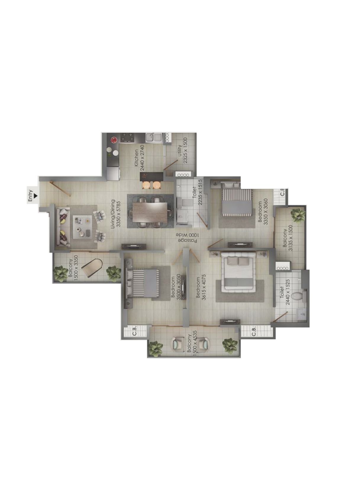 Gulshan Botnia Tower F Unit 4, Type D Floor Plan