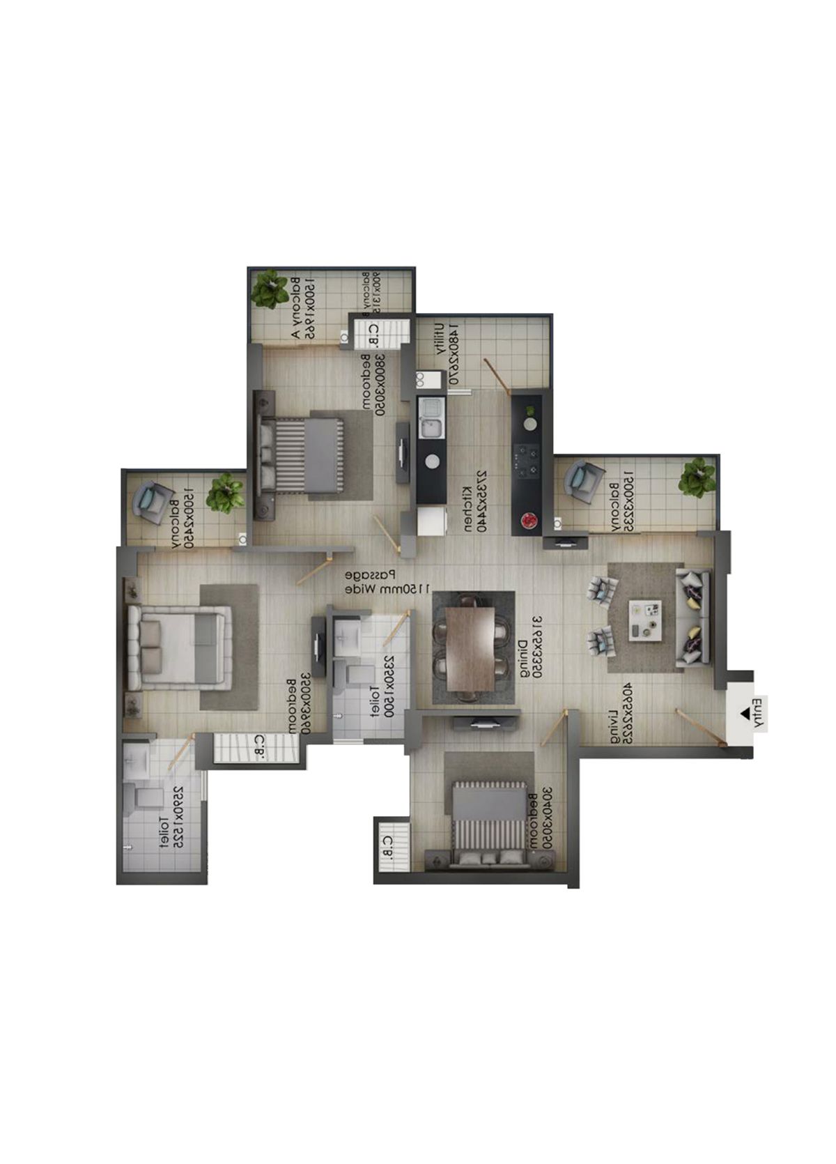 Gulshan Botnia Tower G Unit 2, Type C Floor Plan