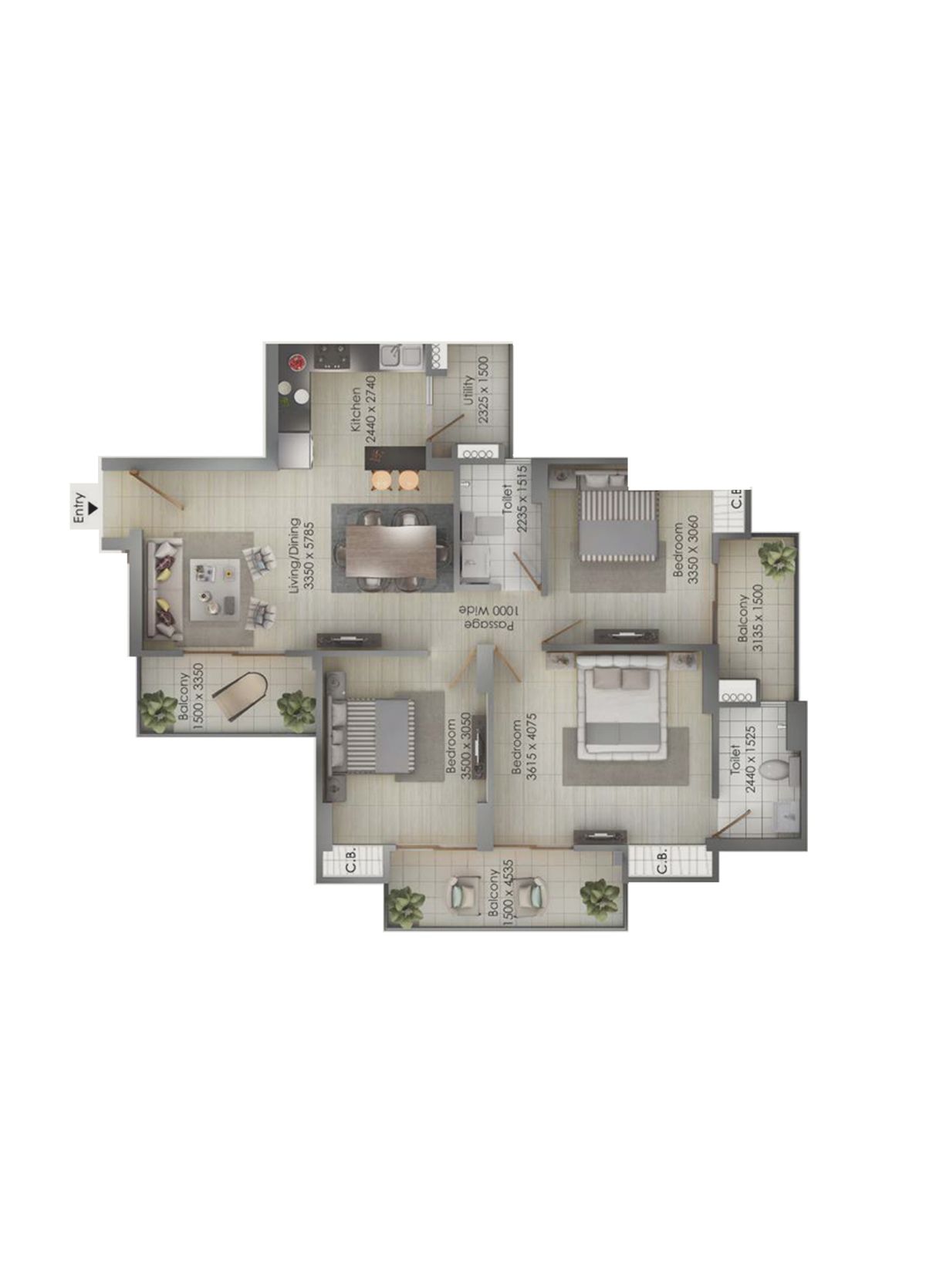 Gulshan Botnia Tower G Unit 4, Type D Floor Plan