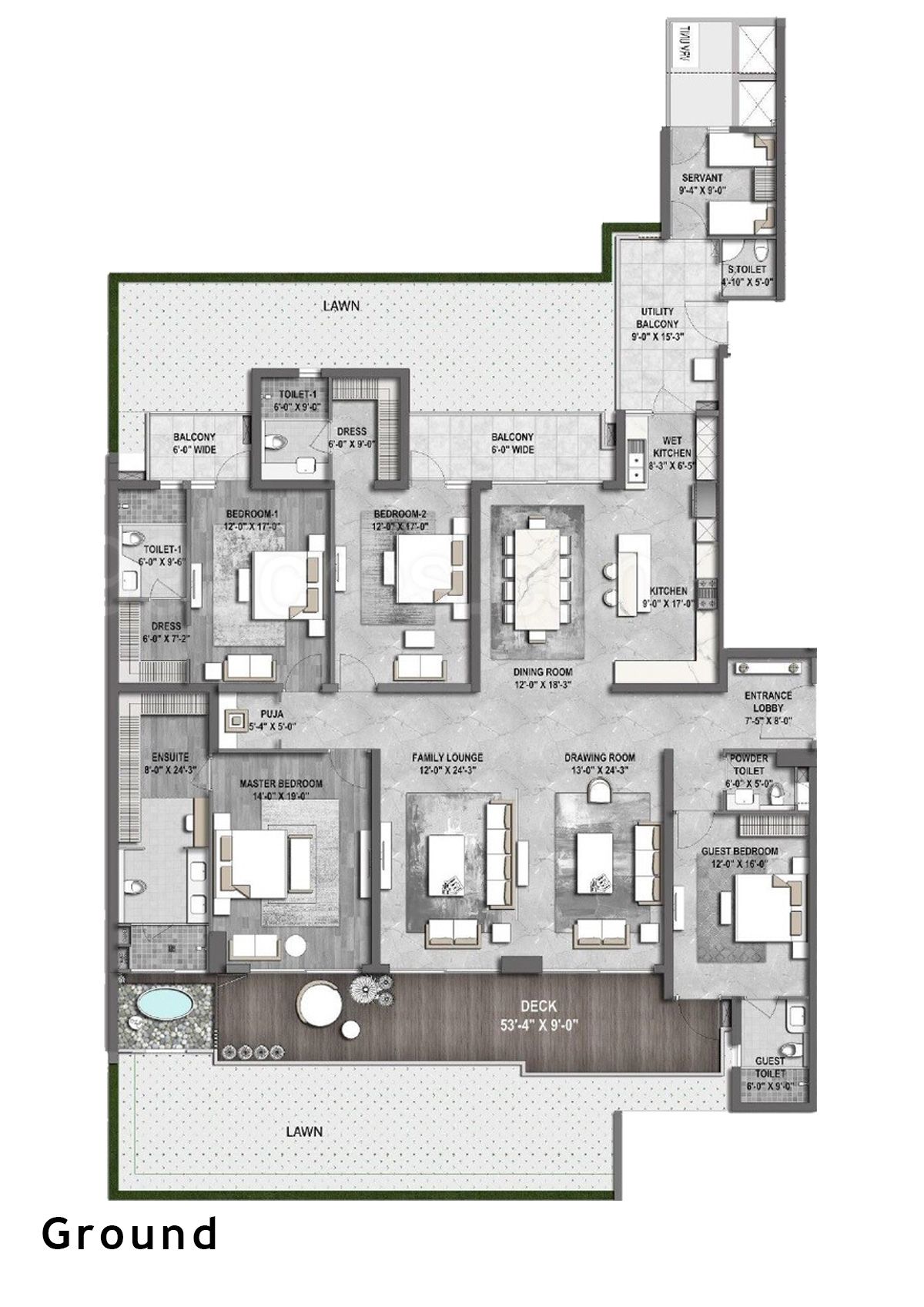 Gulshan Dynasty Tower A Ground, Type 1 Floor Plan