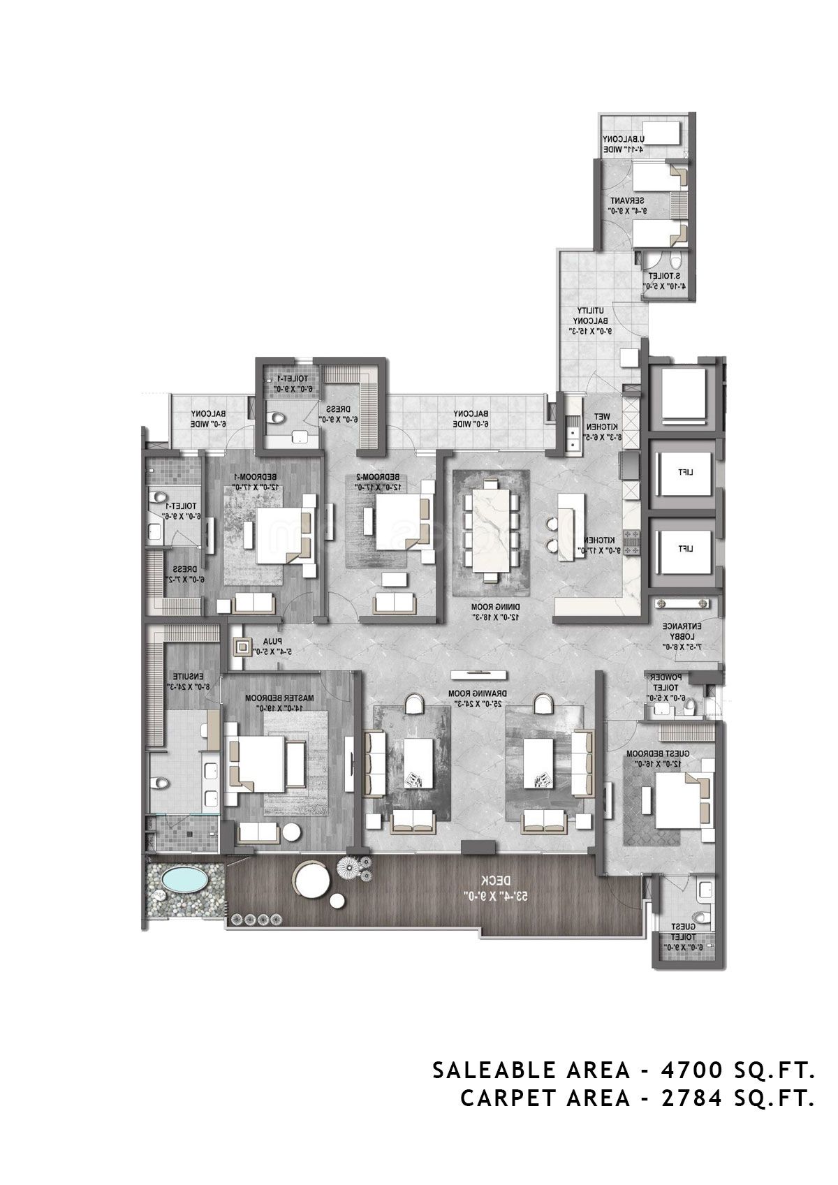 Gulshan Dynasty Tower A Upper, Type 1 Floor Plan