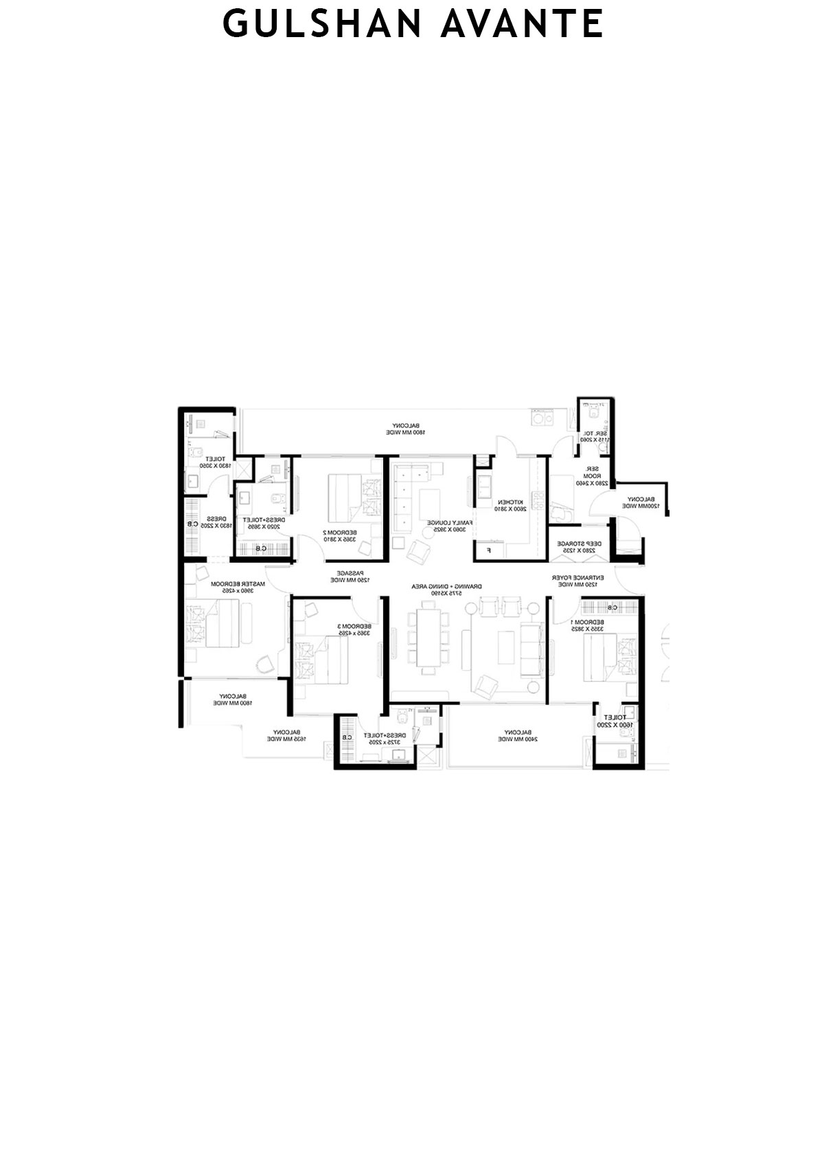 Gulshan Avante Tower B Unit 1 Floor Plan