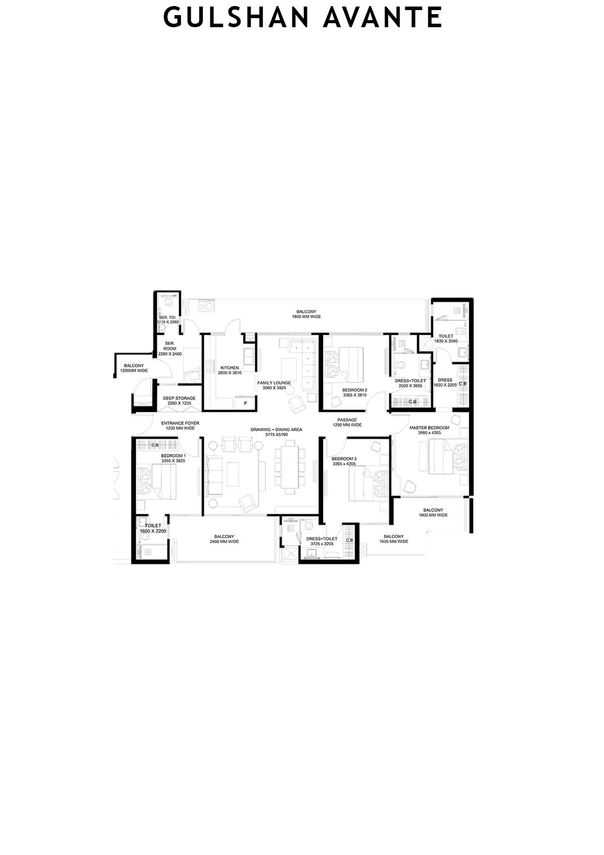 Gulshan Avante Tower B Unit 2 Floor Plan