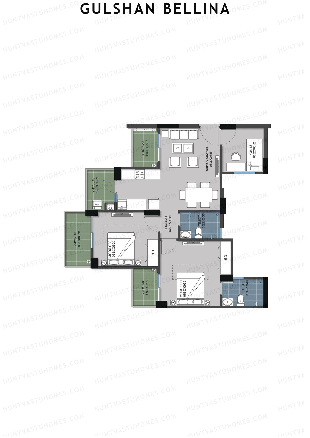 Gulshan Bellina Tower C Unit 2 (Type 2) Floor Plan