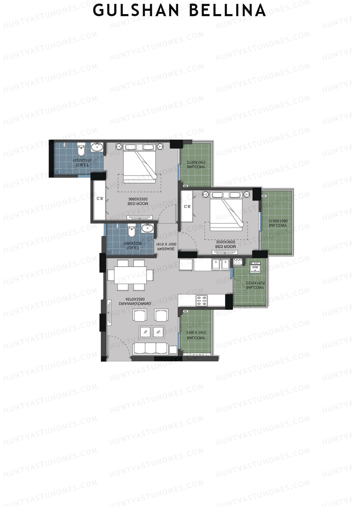 Gulshan Bellina Tower C Unit 4 (Type 1) Floor Plan