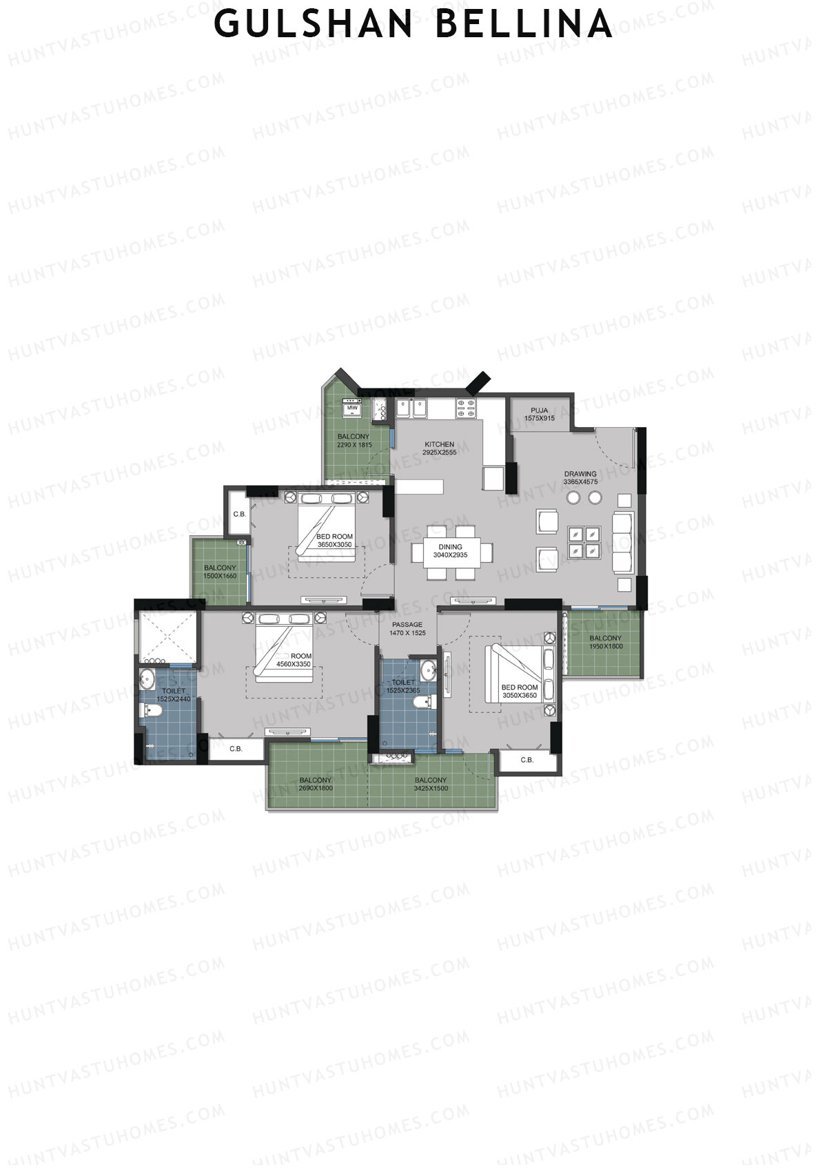 Gulshan Bellina Tower D Unit 3 (Type 4) Floor Plan