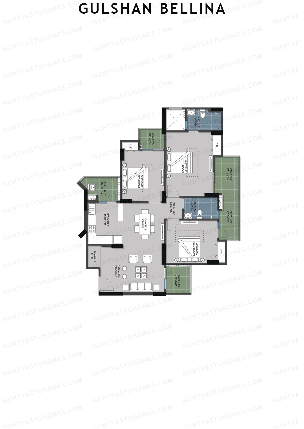 Gulshan Bellina Tower E Unit 4 (Type 4) Floor Plan