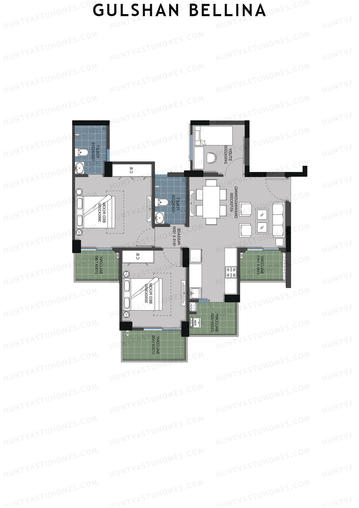 Gulshan Bellina Tower F Unit 1 (Type 2A) Floor Plan