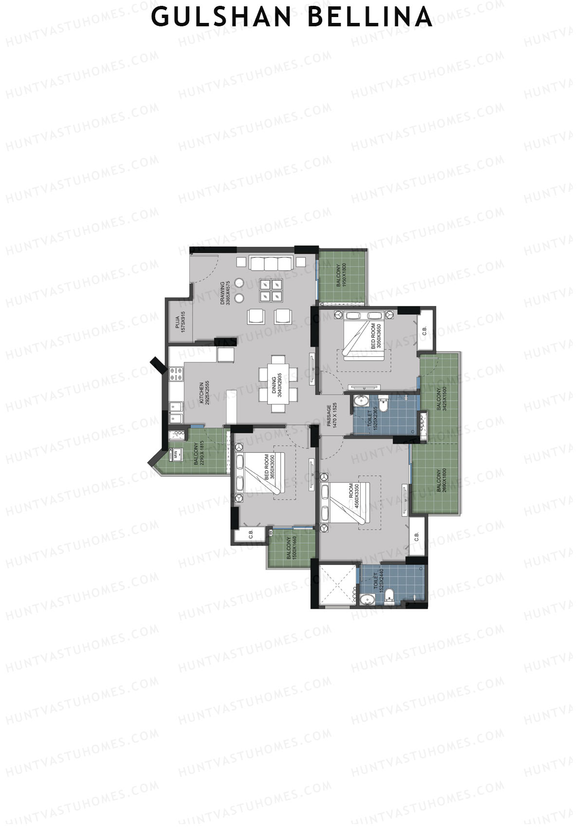 Gulshan Bellina Tower H Unit 1 (Type 4) Floor Plan