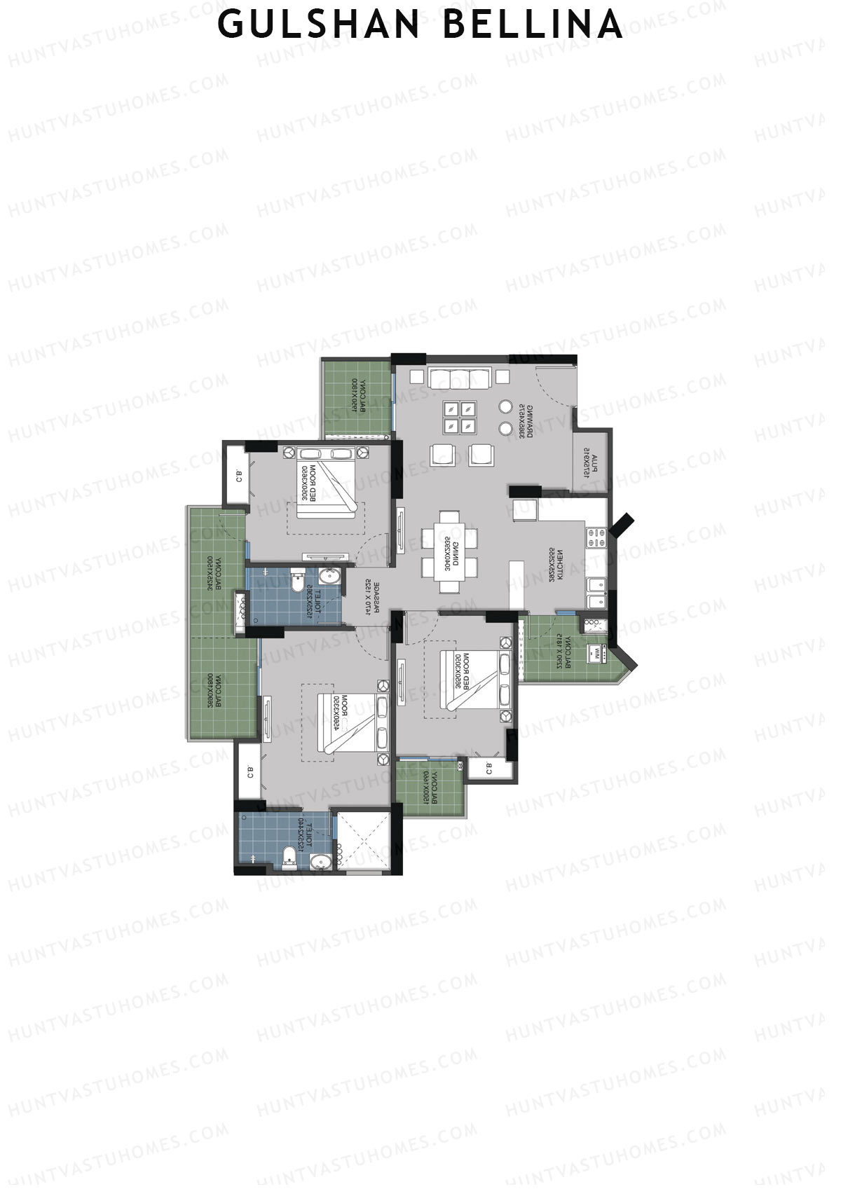 Gulshan Bellina Tower H Unit 2 (Type 4) Floor Plan