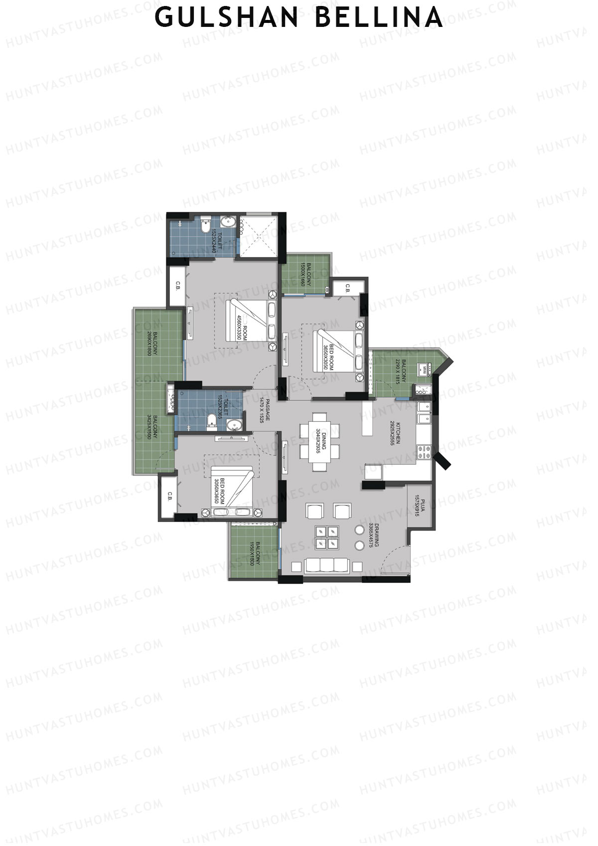 Gulshan Bellina Tower H Unit 3 (Type 4) Floor Plan