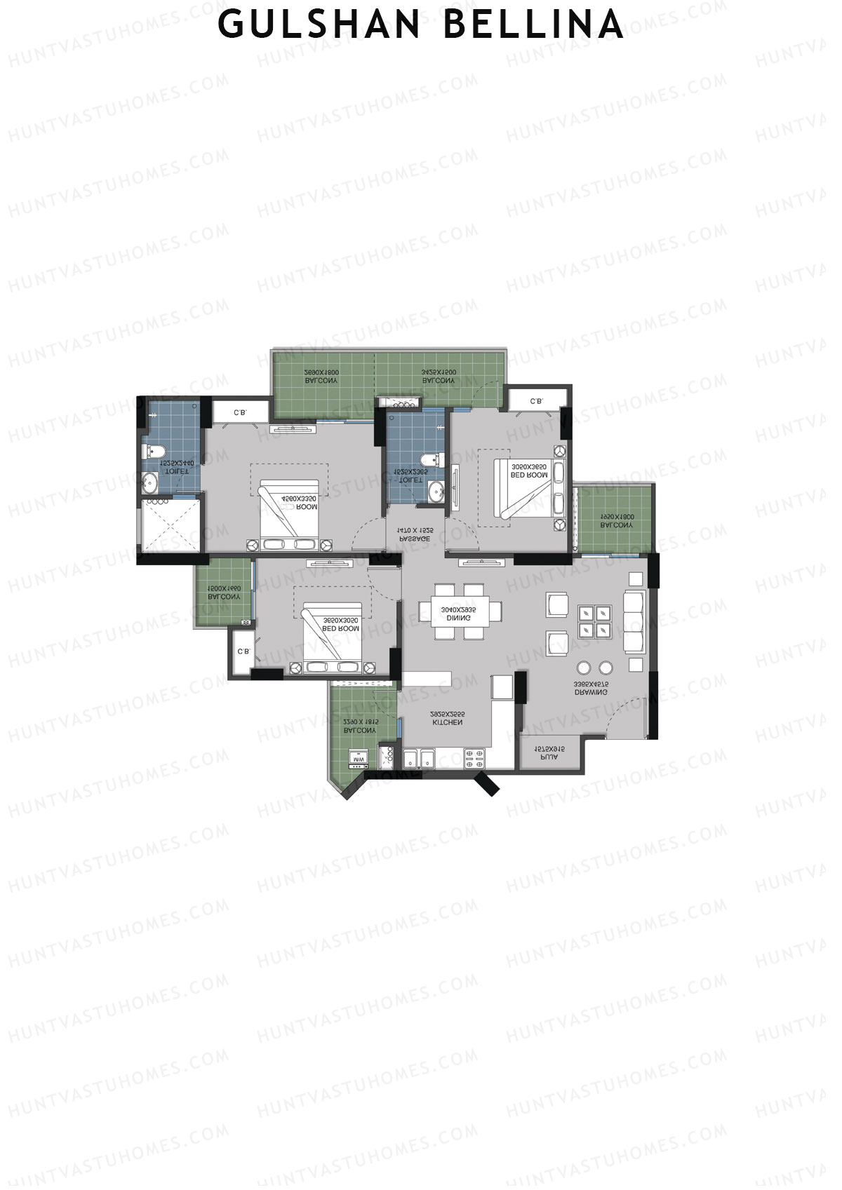 Gulshan Bellina Tower H Unit 4 (Type 4) Floor Plan