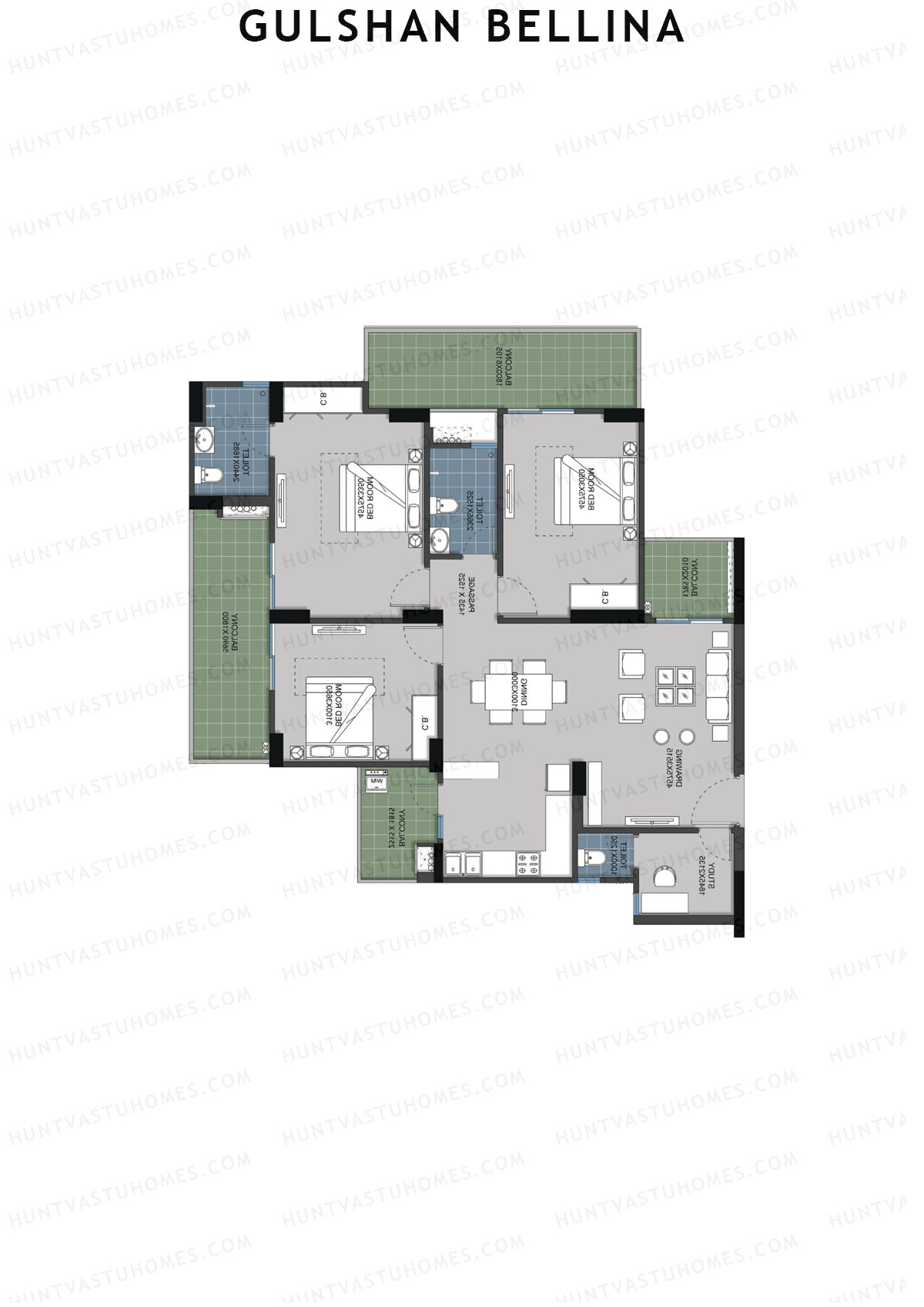Gulshan Bellina Tower J Unit 2 (Type 5) Floor Plan