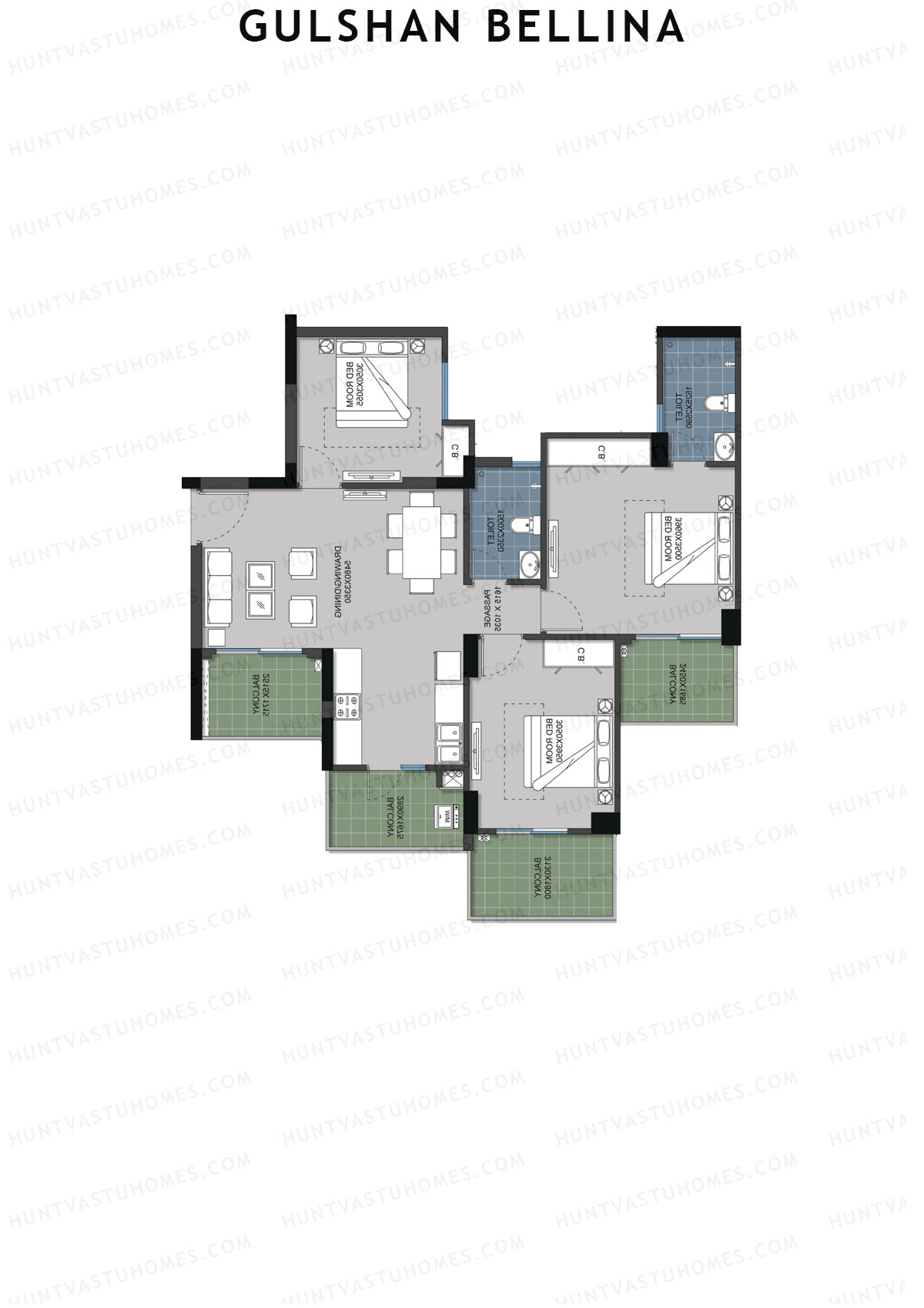Gulshan Bellina Tower J Unit 4 (Type 3) Floor Plan