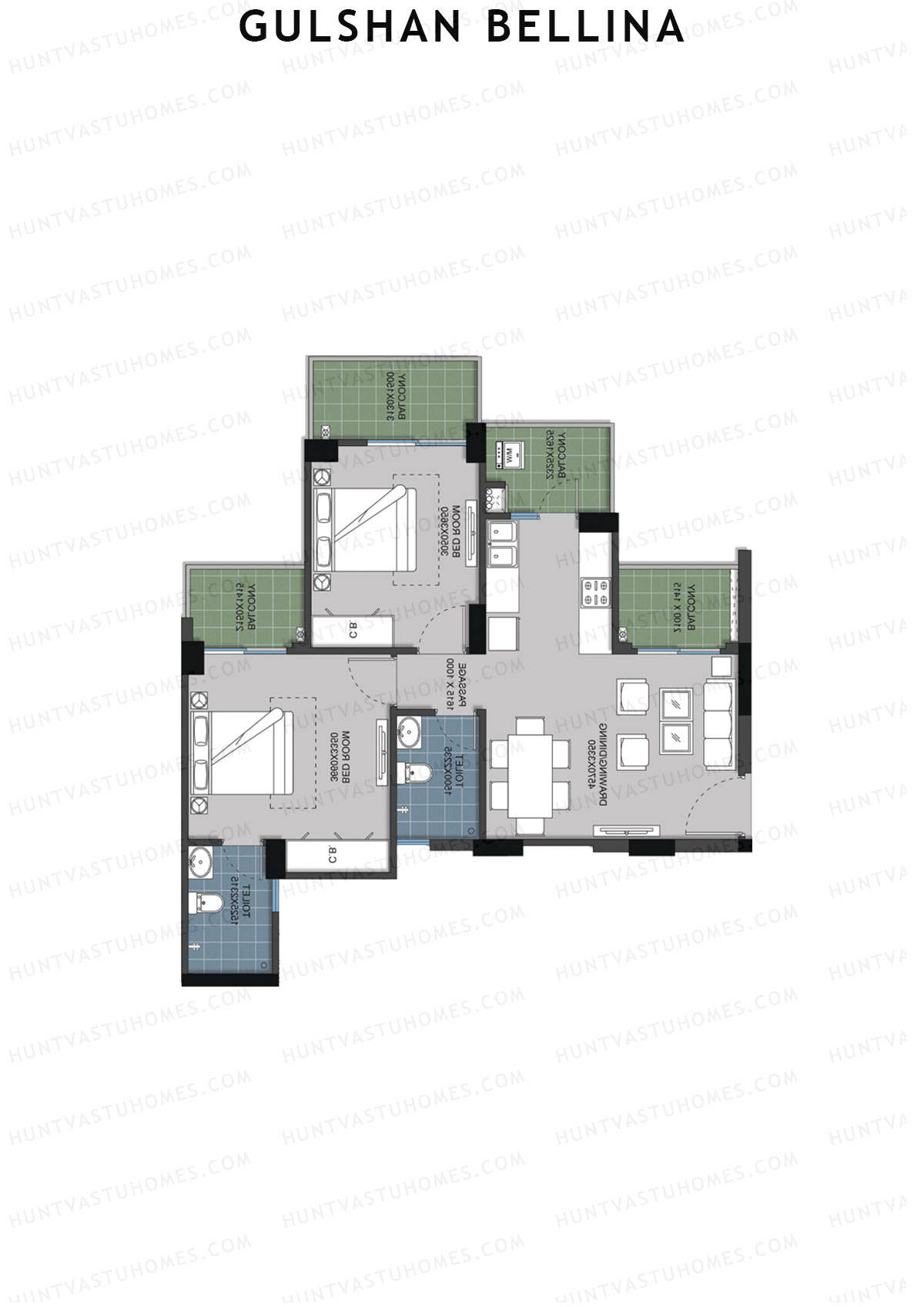 Gulshan Bellina Tower M Unit 2 (Type 1) Floor Plan