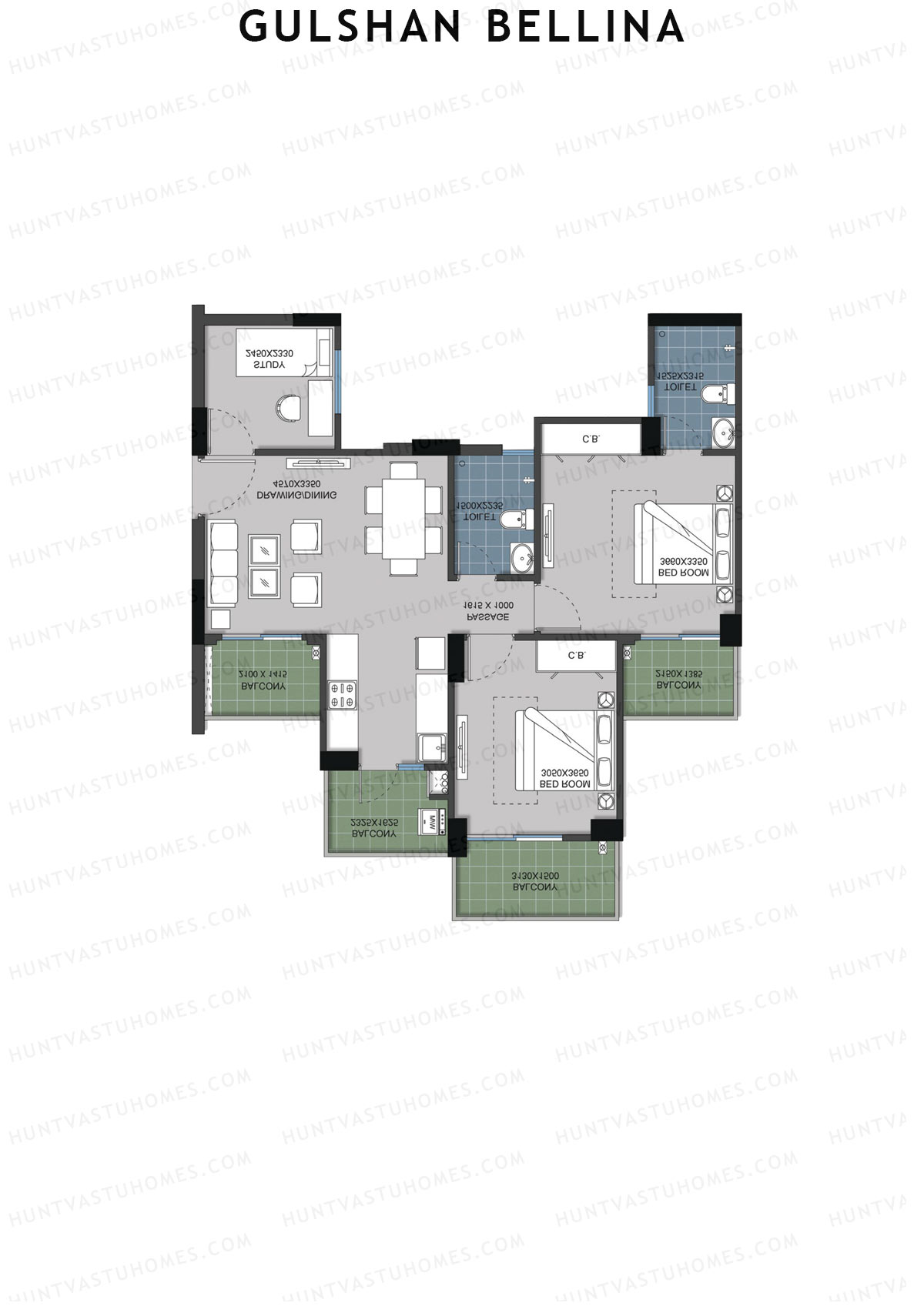 Gulshan Bellina Tower M Unit 4 (Type 2) Floor Plan