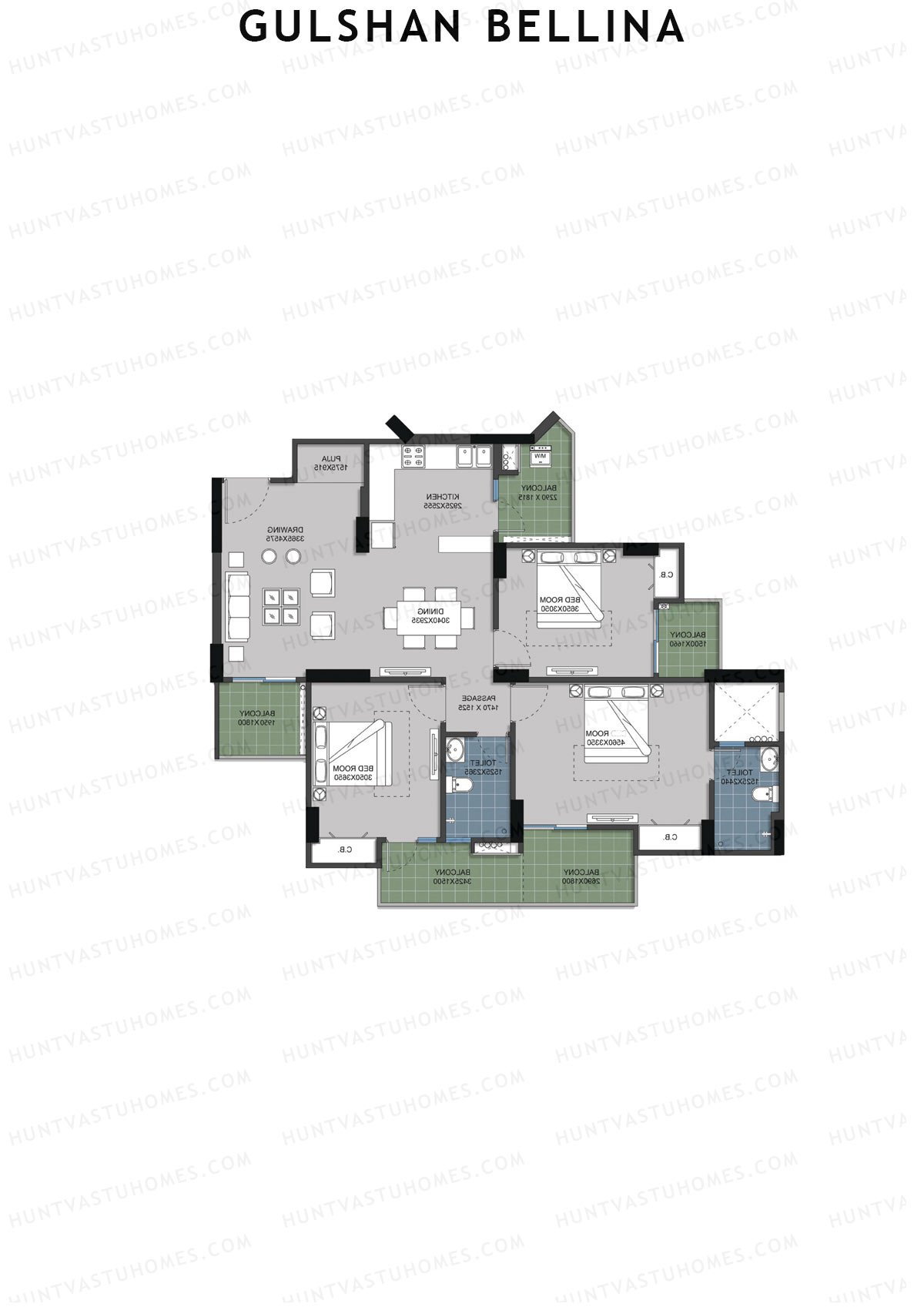 Gulshan Bellina Tower N Unit 4 (Type 4) Floor Plan