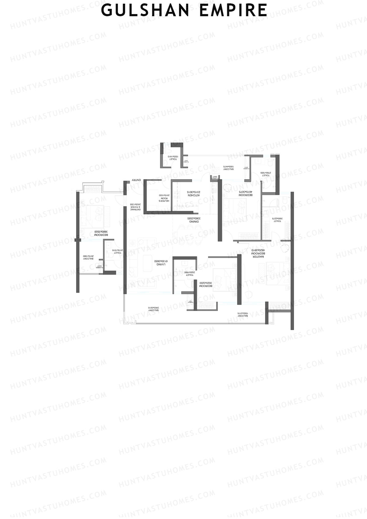 Gulshan Empire, Tower A, Unit 2, 4BHK, Super Area 2750   sq ft 
