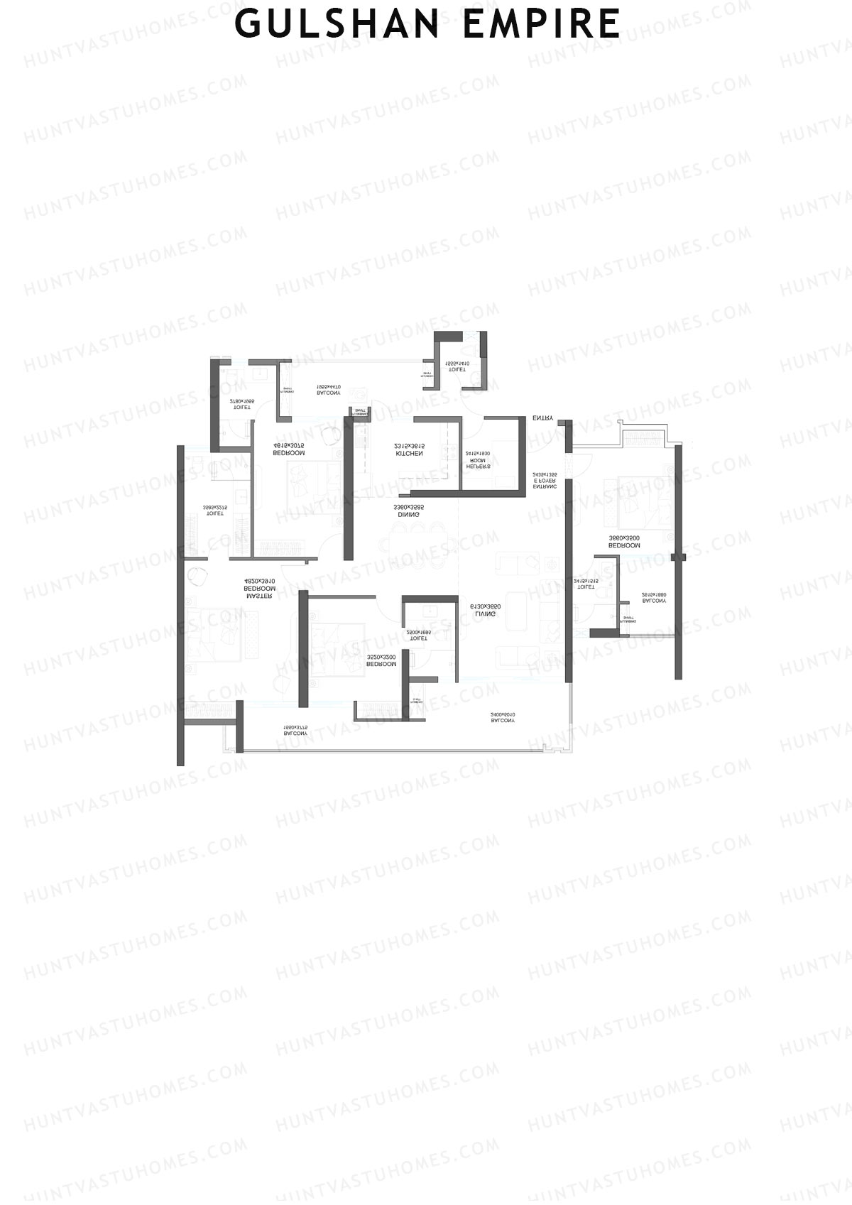 Gulshan Empire, Tower C, Unit 1, 4BHK, Super Area 2750   sq ft 