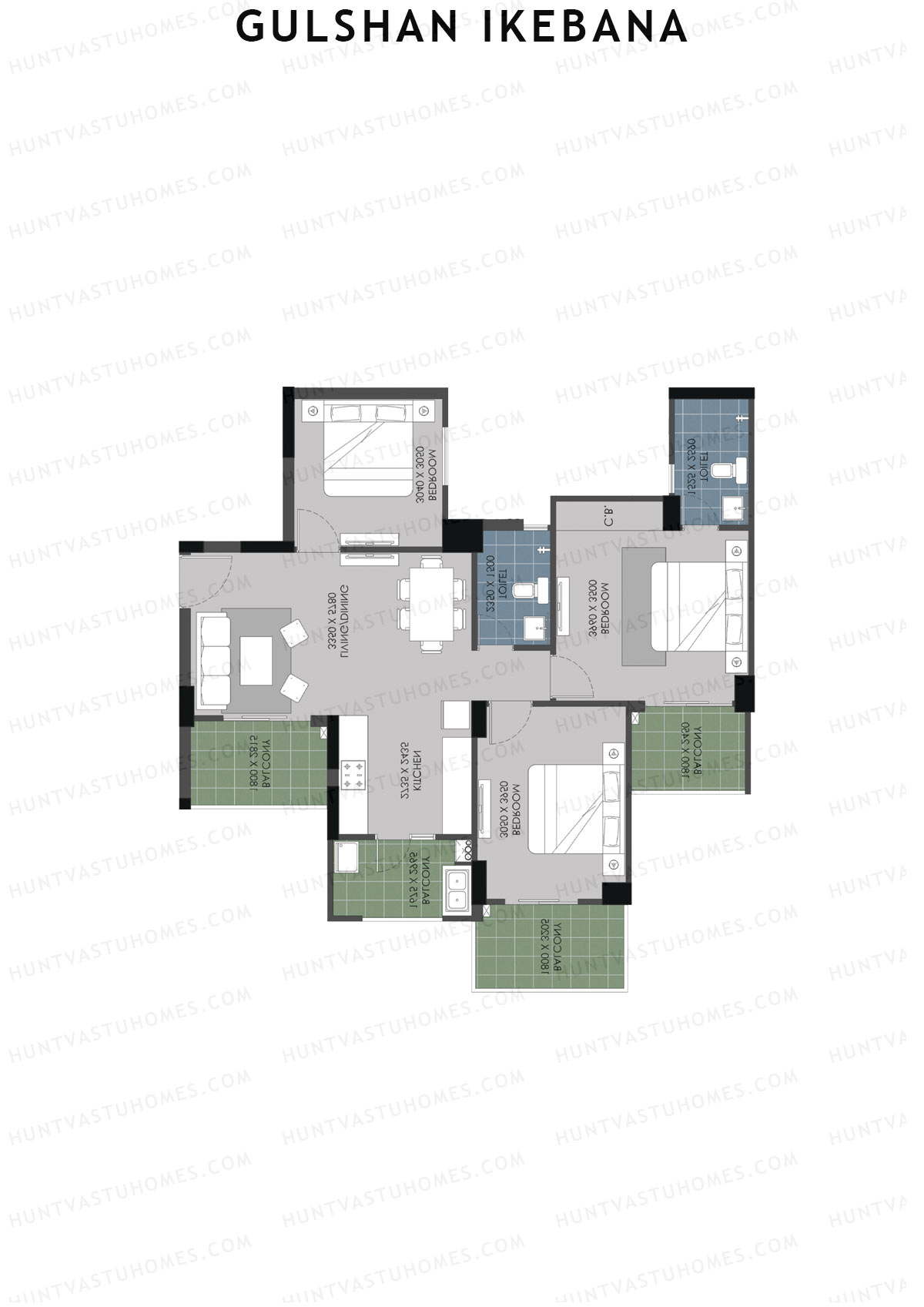 Gulshan Ikebana Tower B Unit 2 (Type A) Floor Plan