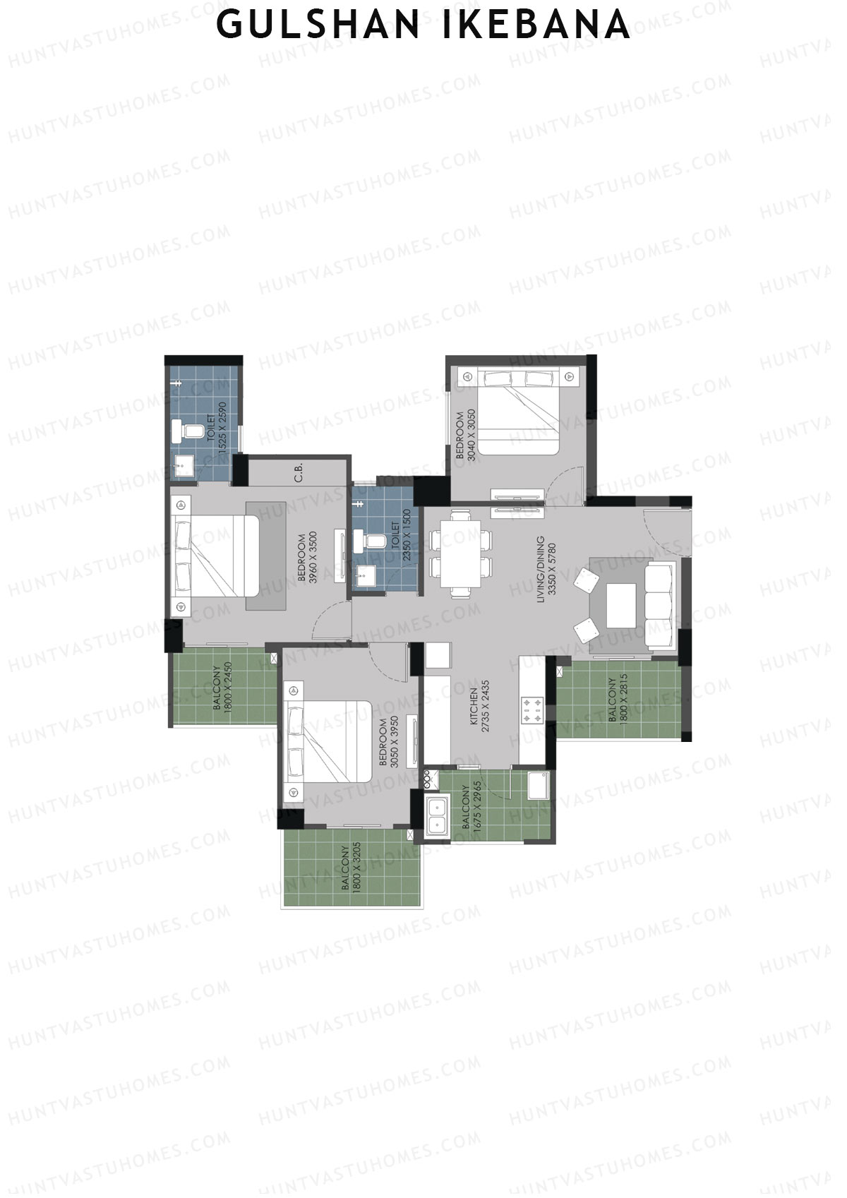 Gulshan Ikebana Tower C Unit 3 (Type A) Floor Plan
