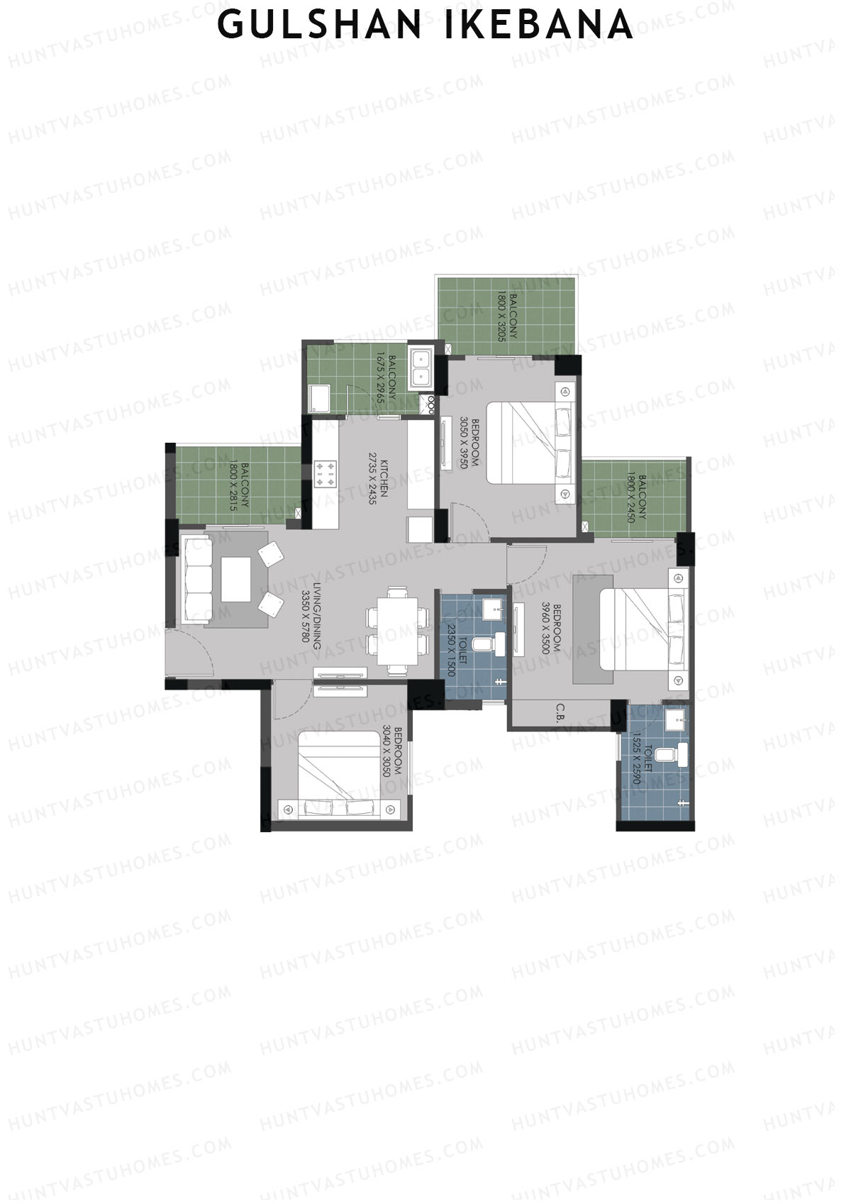 Gulshan Ikebana Tower D Unit 1 (Type A) Floor Plan
