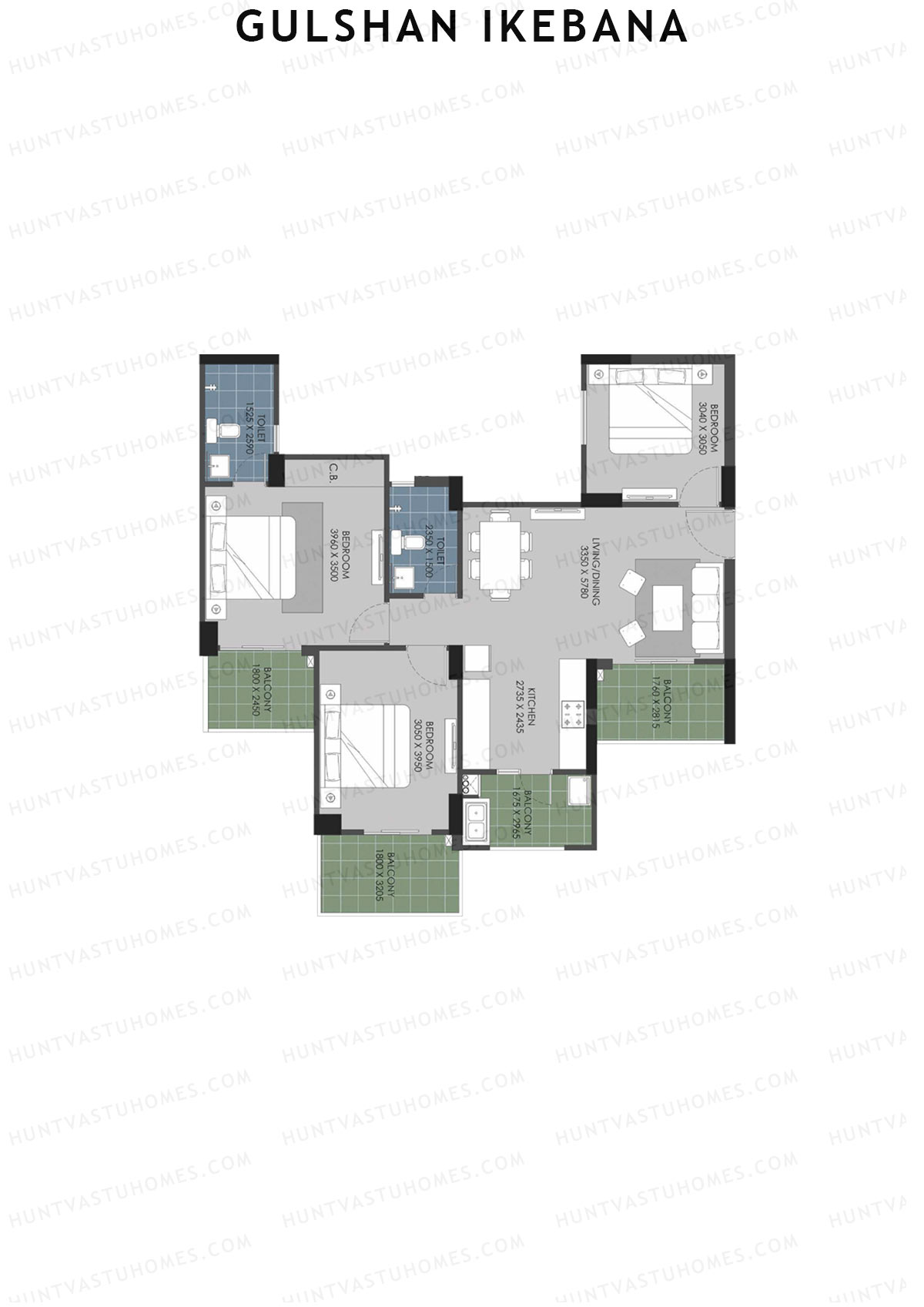 Gulshan Ikebana Tower D Unit 3 (Type A1) Floor Plan