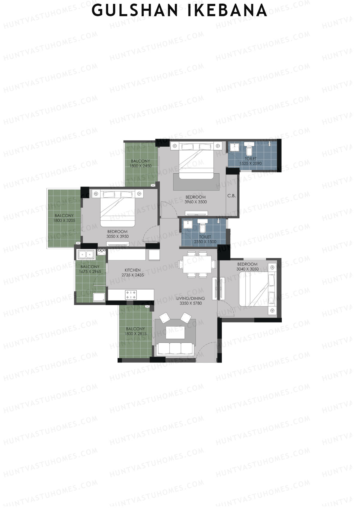 Gulshan Ikebana Tower F Unit 1 (Type A) Floor Plan