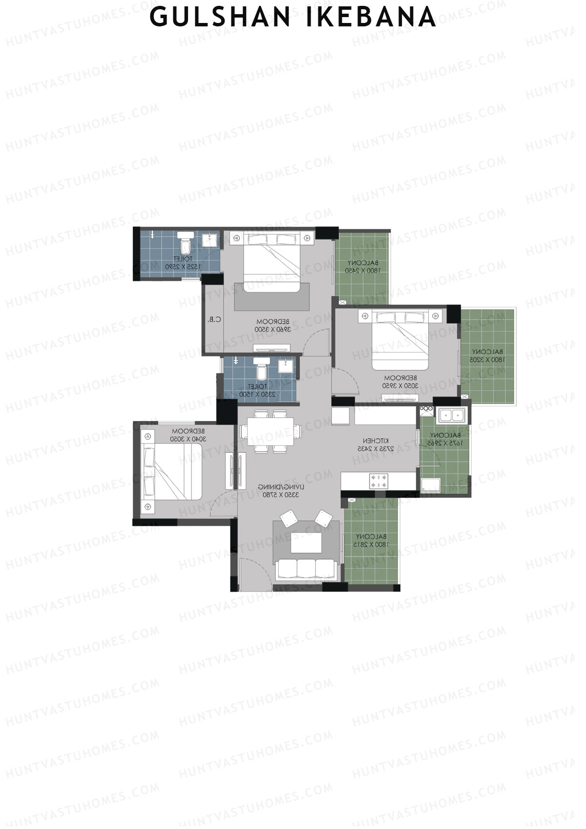 Gulshan Ikebana Tower F Unit 2 (Type A) Floor Plan