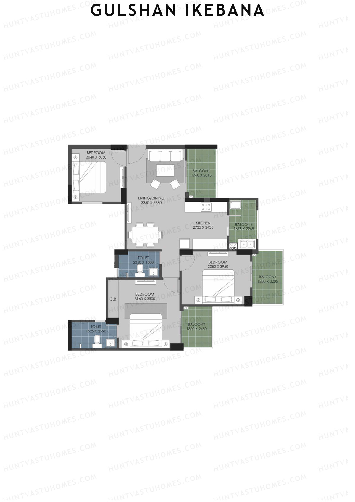 Gulshan Ikebana Tower F Unit 3 (Type A1) Floor Plan