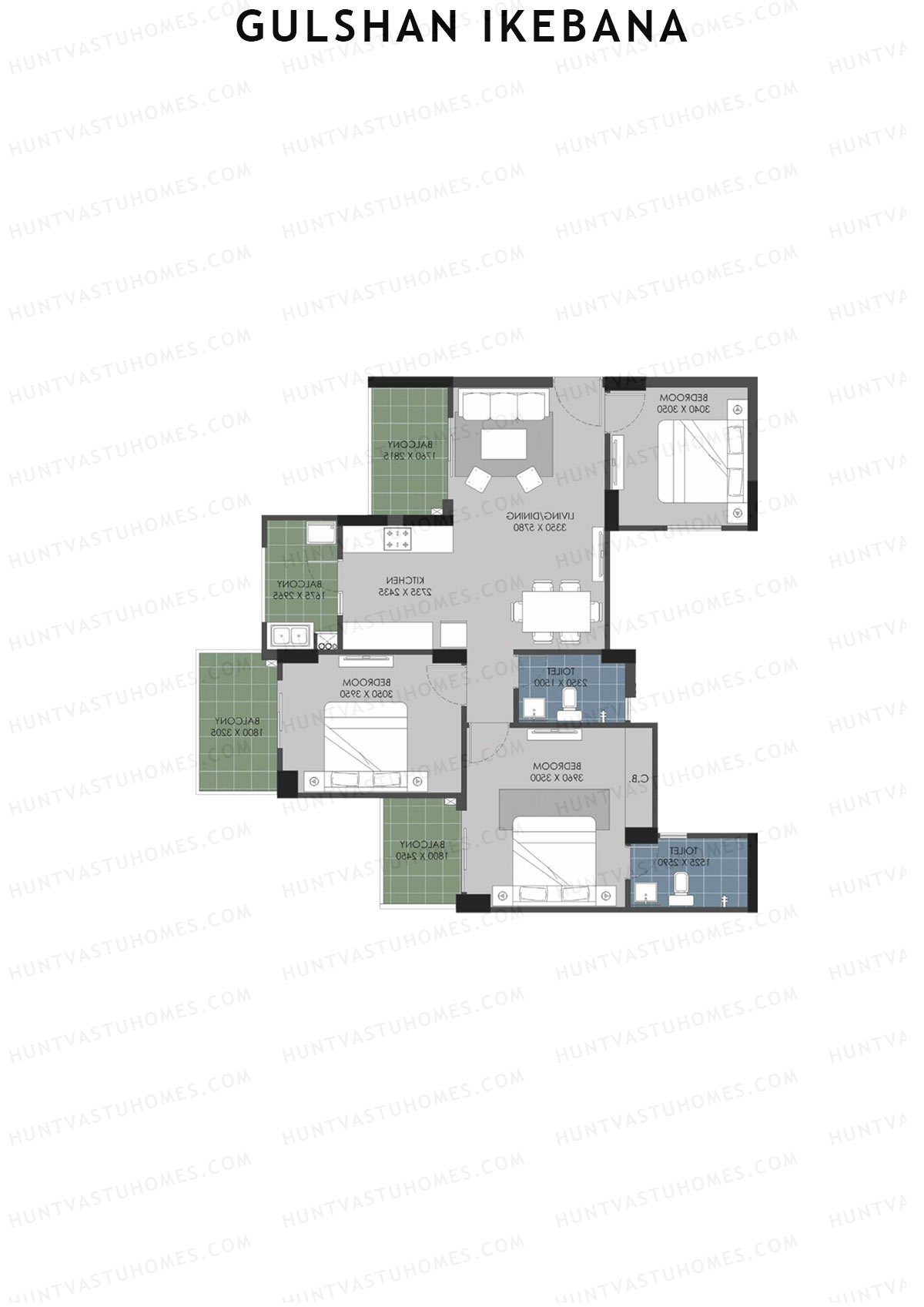 Gulshan Ikebana Tower F Unit 4 (Type A1) Floor Plan