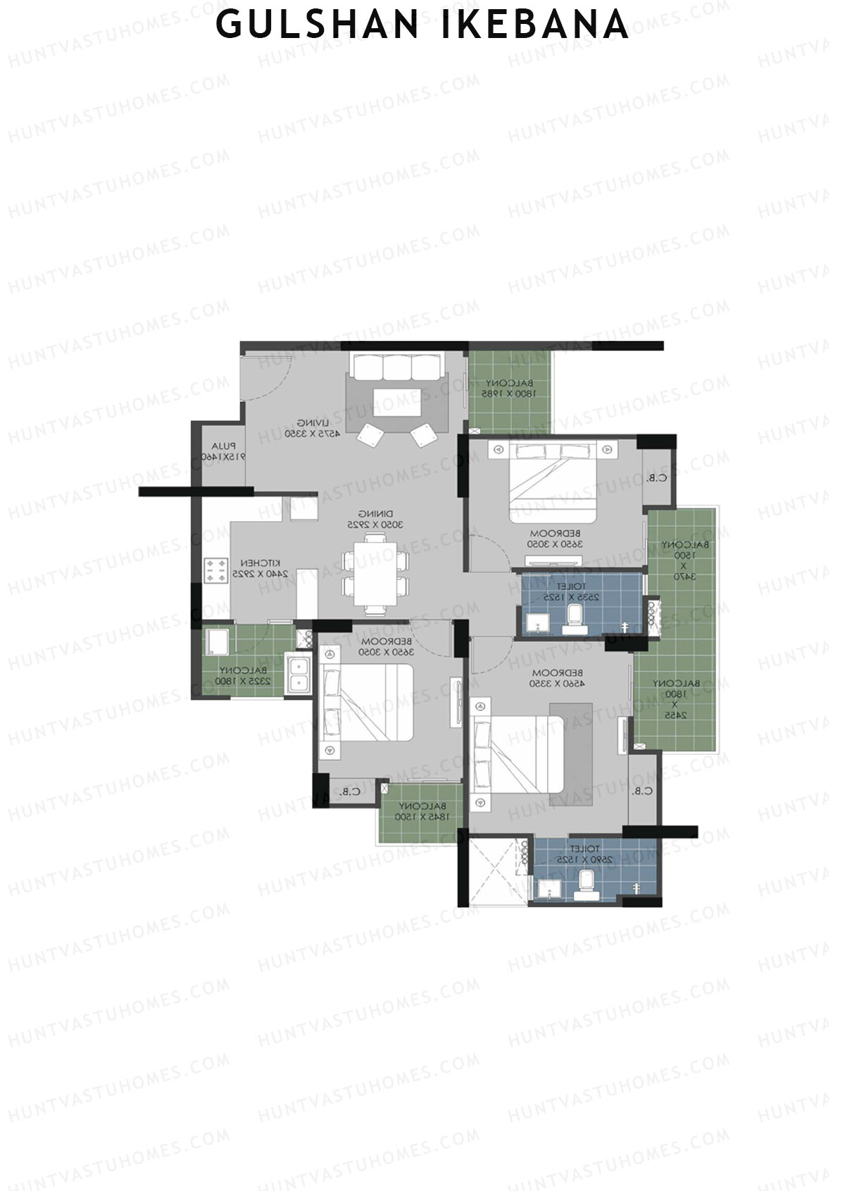 Gulshan Ikebana Tower H Unit 1 (Type B) Floor Plan