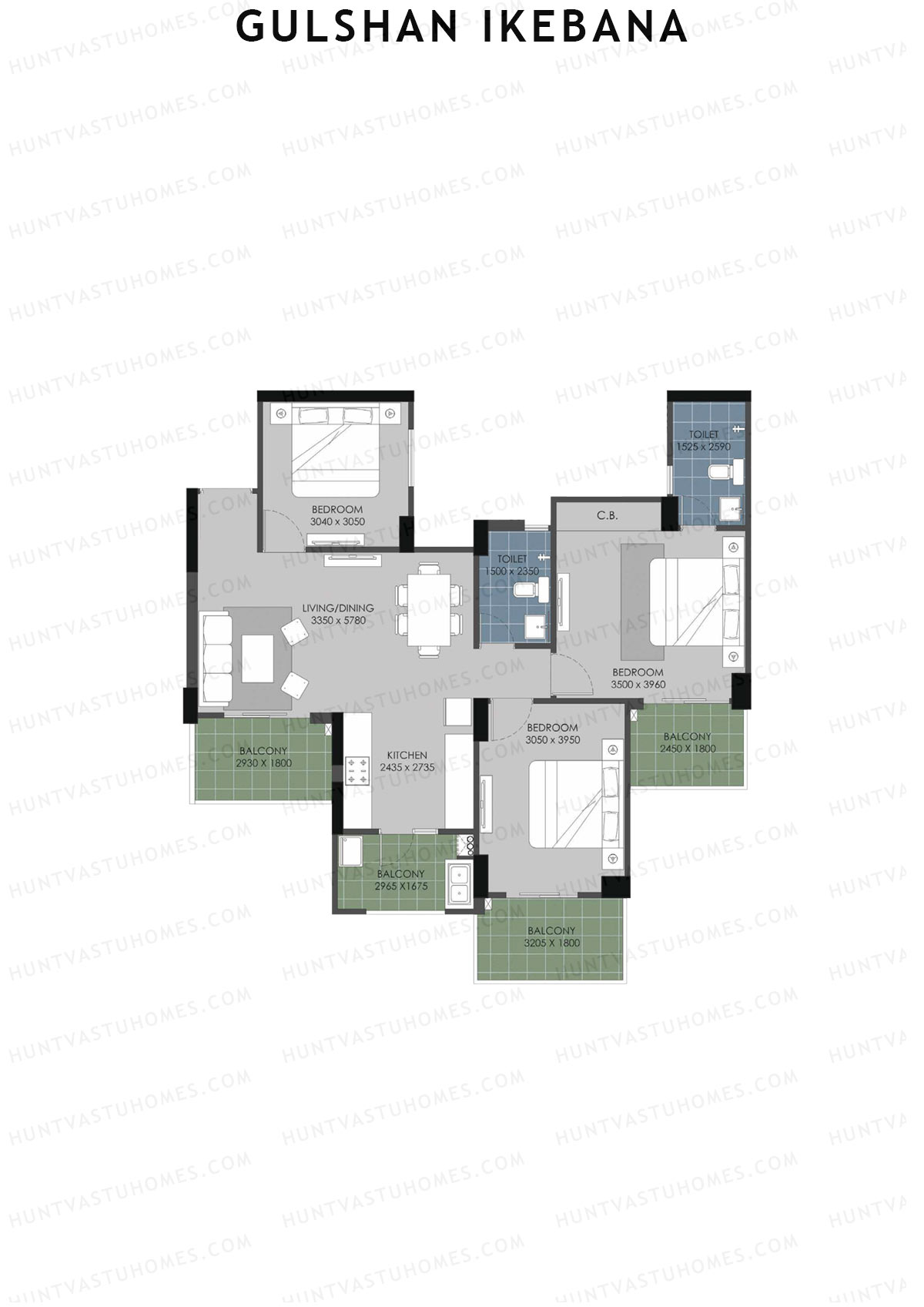 Gulshan Ikebana Tower H Unit 6 (Type A2) Floor Plan