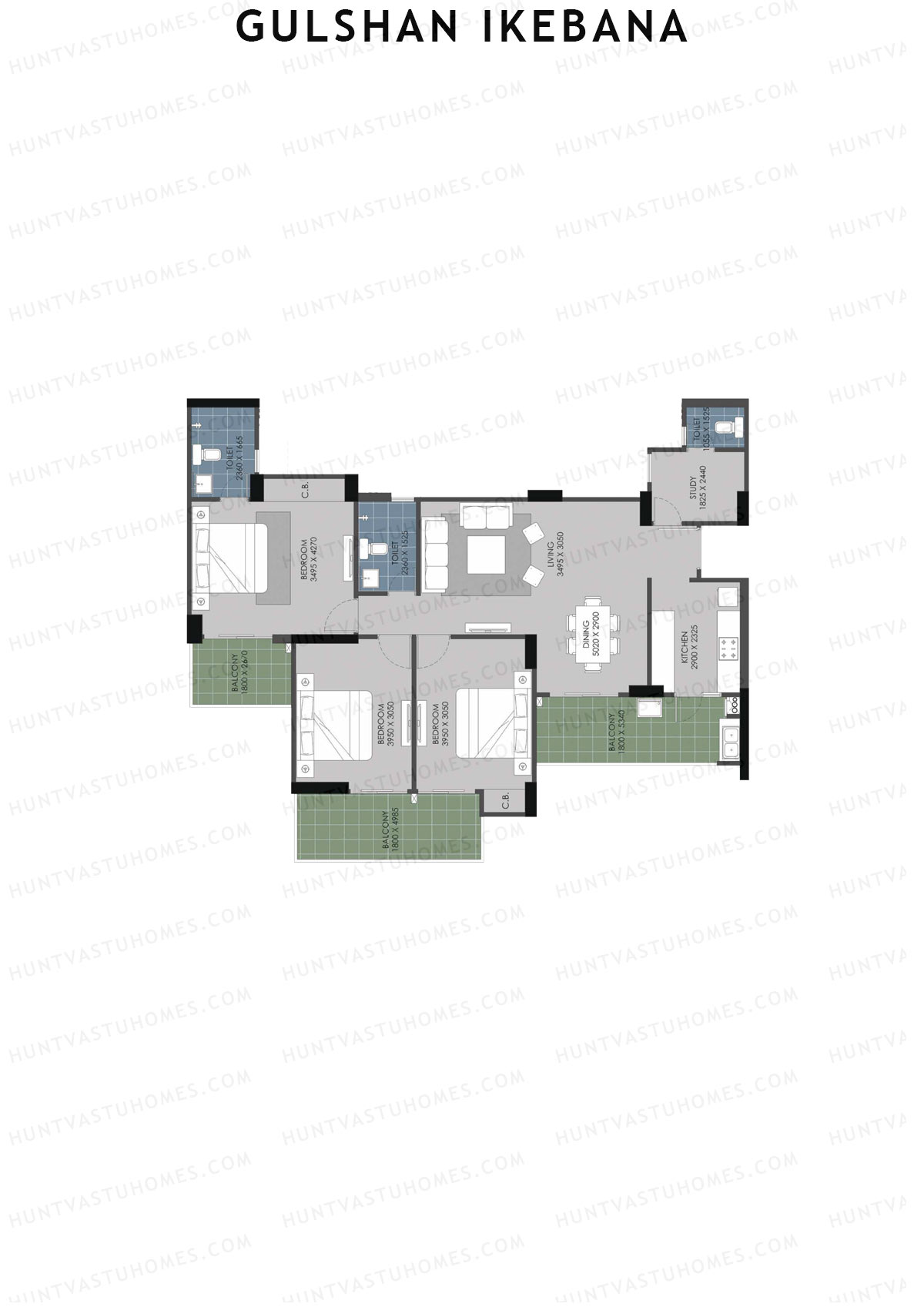 Gulshan Ikebana Tower J Unit 1 (Type C1) Floor Plan