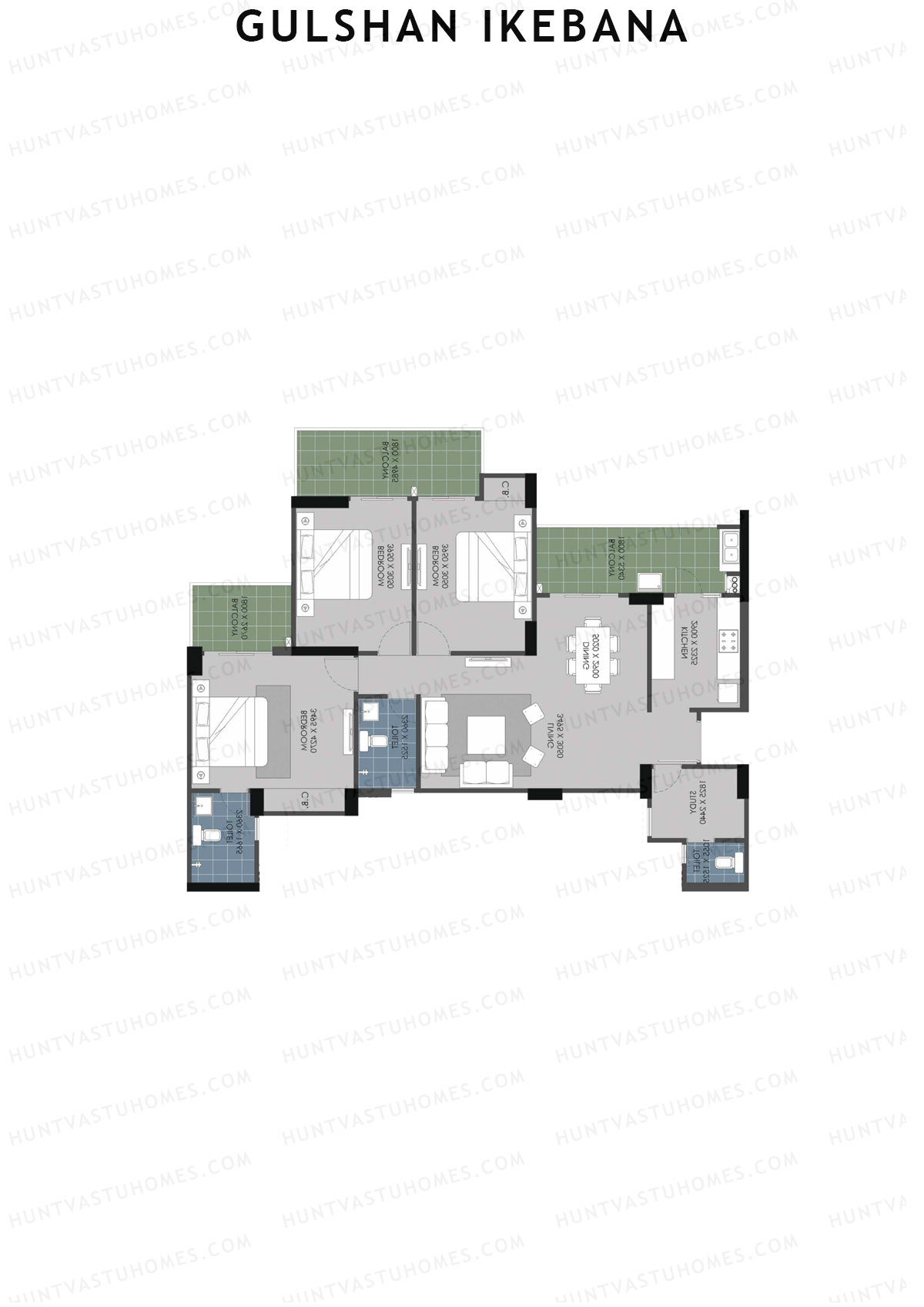 Gulshan Ikebana Tower J Unit 2 (Type C1) Floor Plan