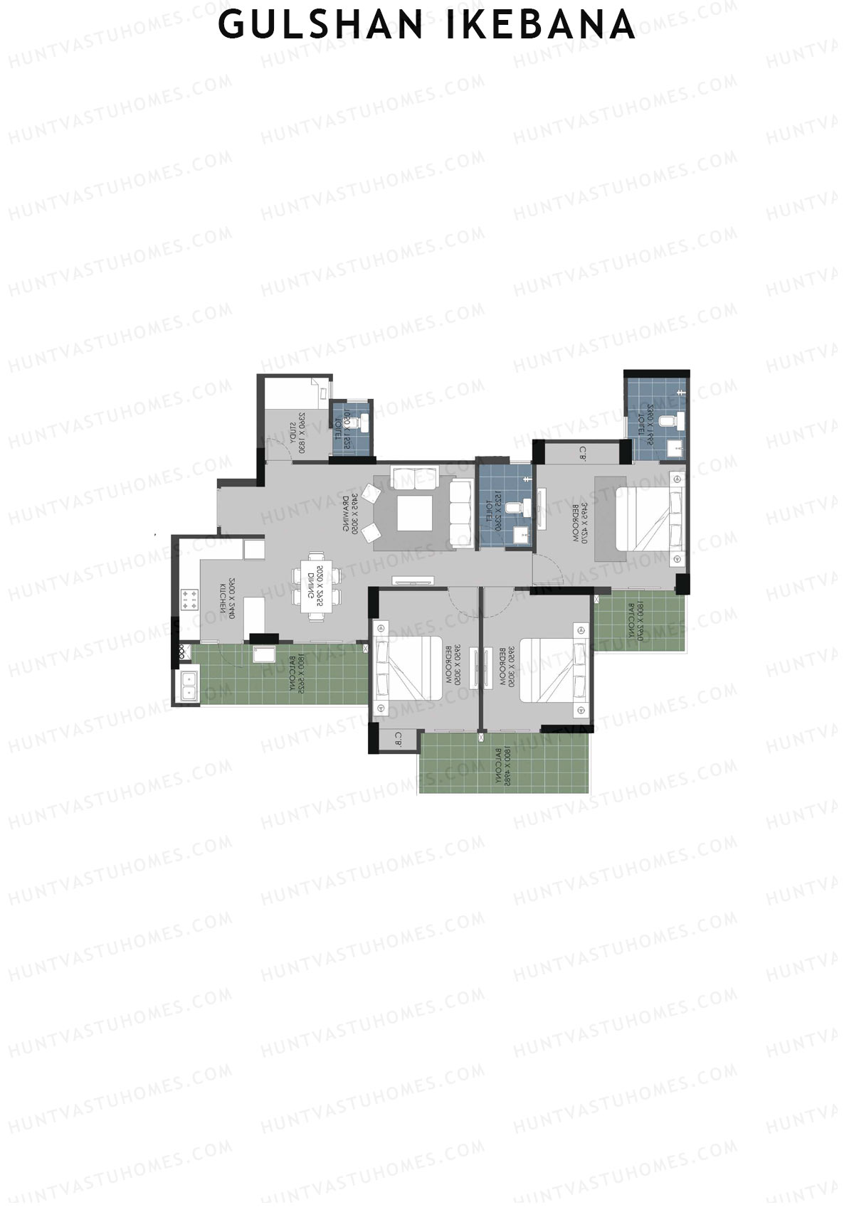 Gulshan Ikebana Tower J Unit 4 (Type C) Floor Plan