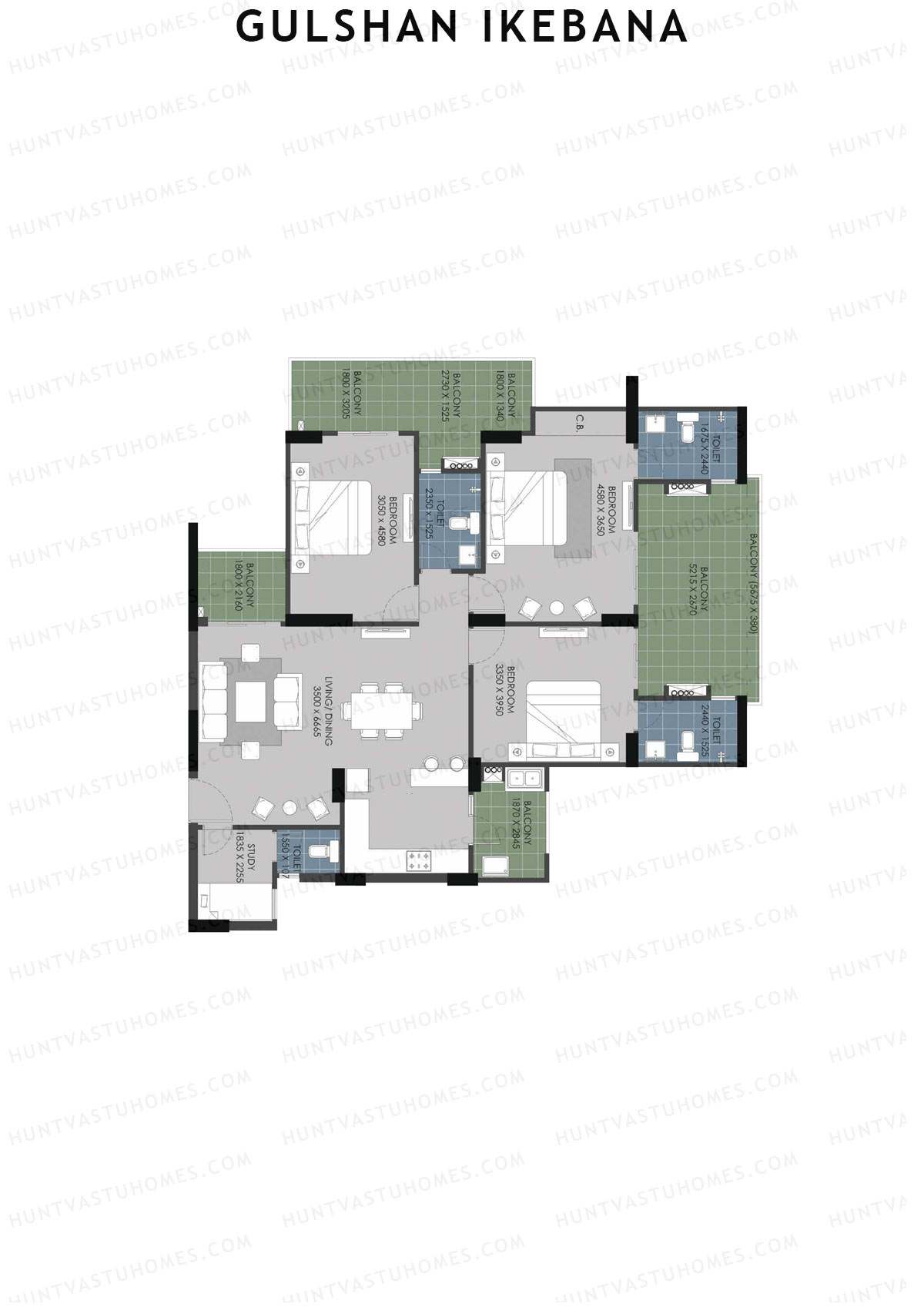 Gulshan Ikebana Tower L Unit 1 (Type D) Floor Plan