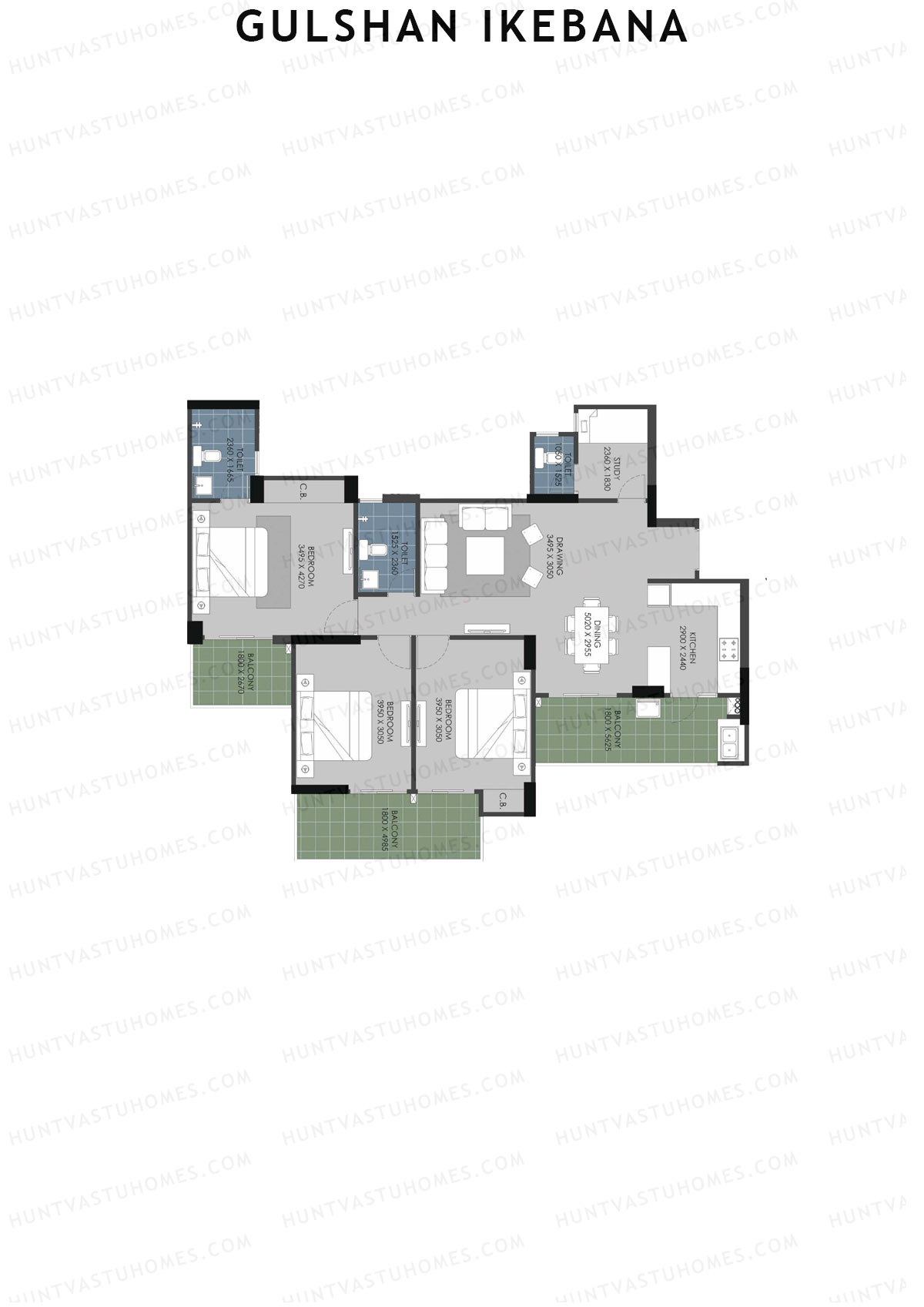 Gulshan Ikebana Tower M Unit 3 (Type C) Floor Plan