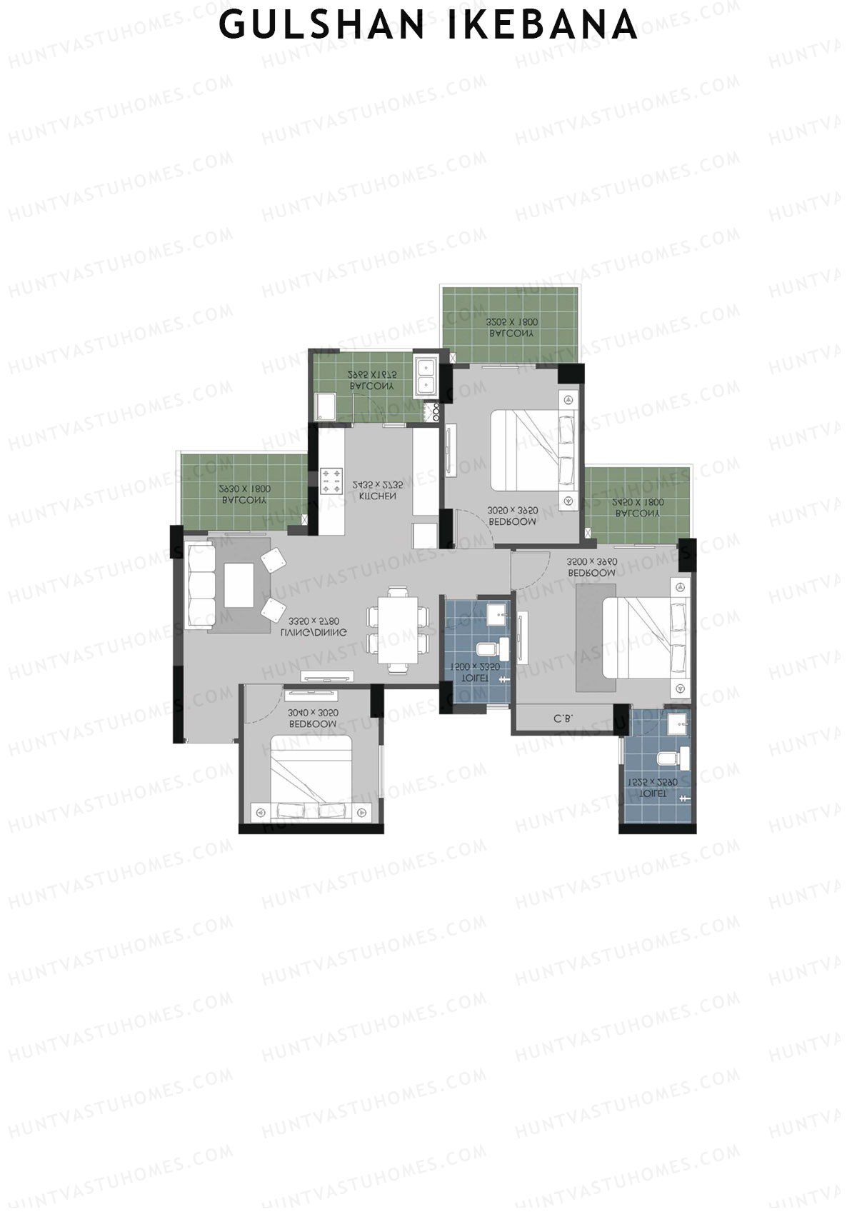 Gulshan Ikebana Tower N Unit 1 (Type A2) Floor Plan