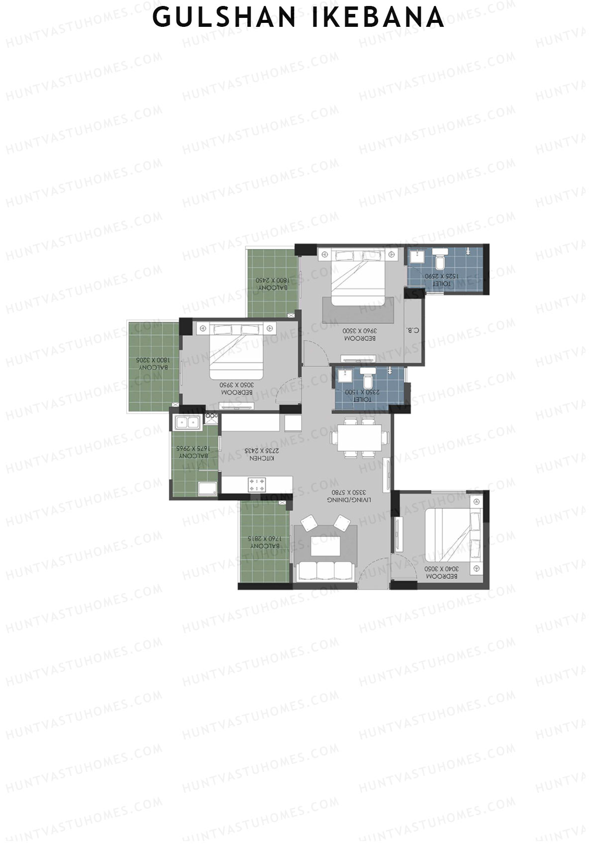 Gulshan Ikebana Tower P Unit 1 (Type A1) Floor Plan