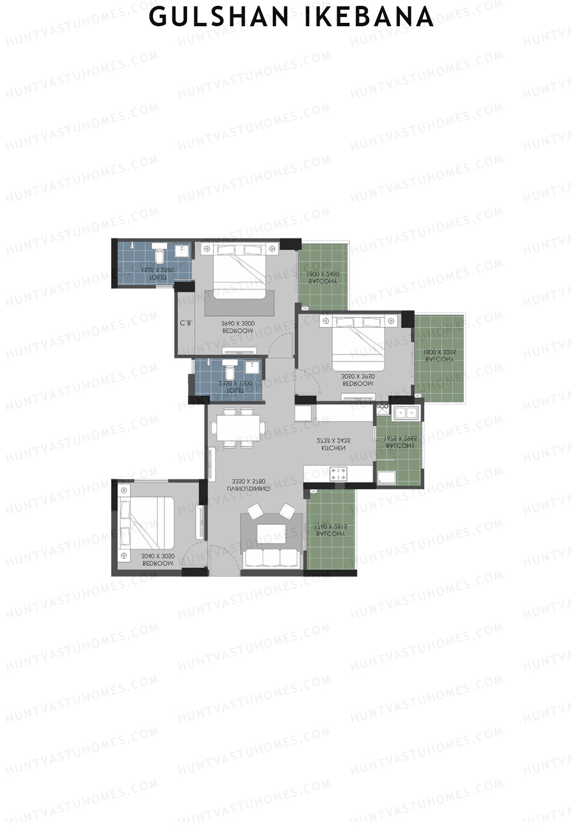 Gulshan Ikebana Tower P Unit 2 (Type A1) Floor Plan