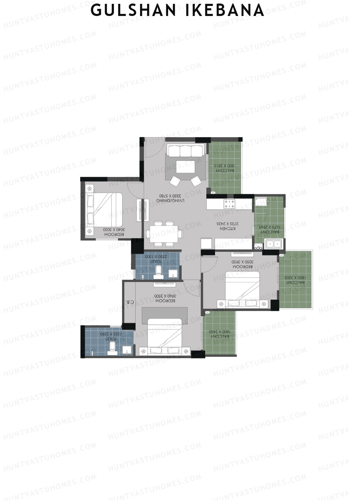 Gulshan Ikebana Tower P Unit 3 (Type A) Floor Plan